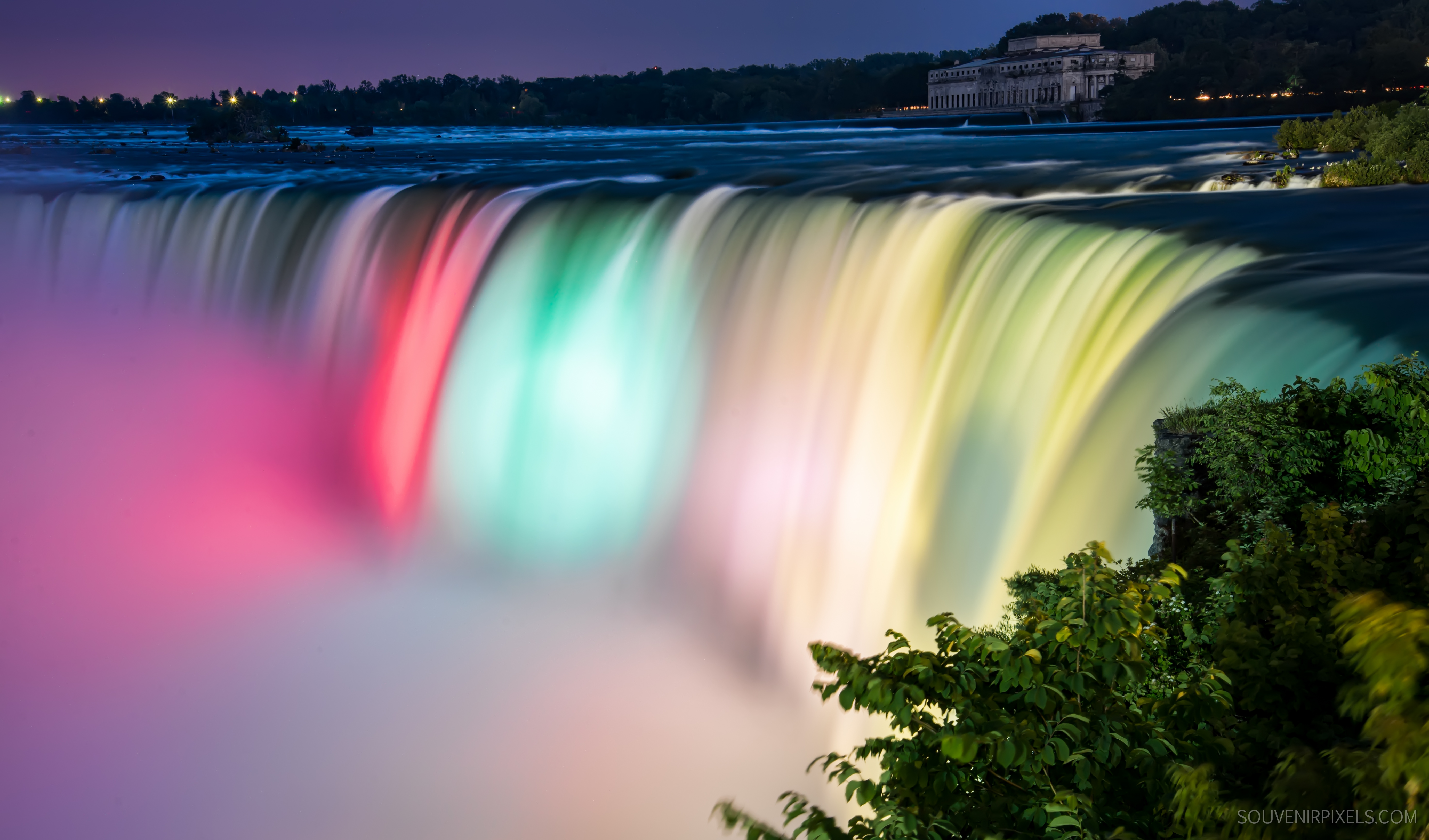 Niagara Falls at Night with Colorful Lights HD Wallpaper