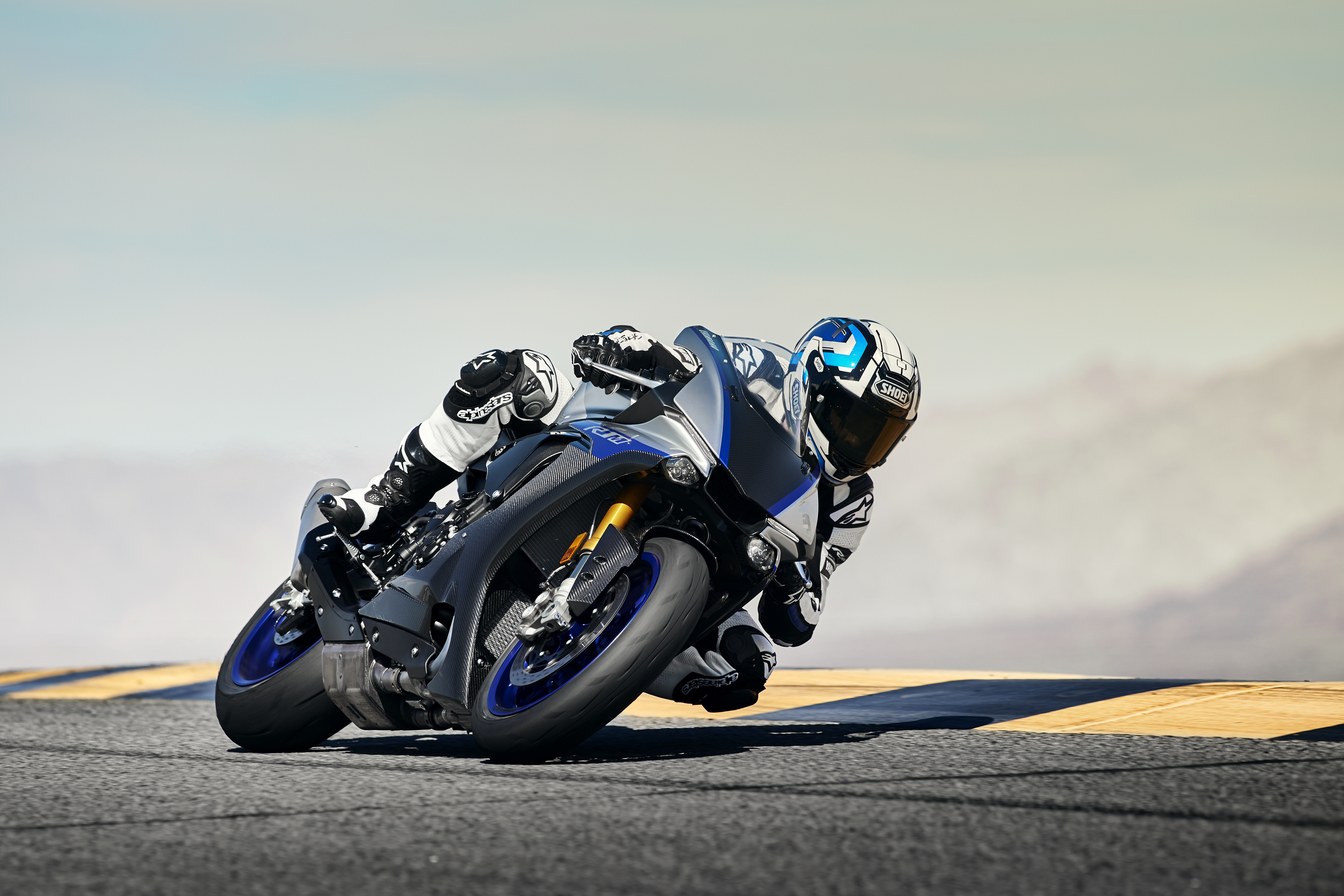 2018 Yamaha YZF-R1M motorcycle on a track HD Wallpaper