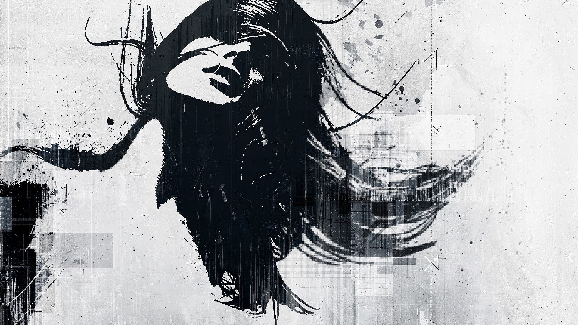 Abstract sketch of a woman's face HD Wallpaper