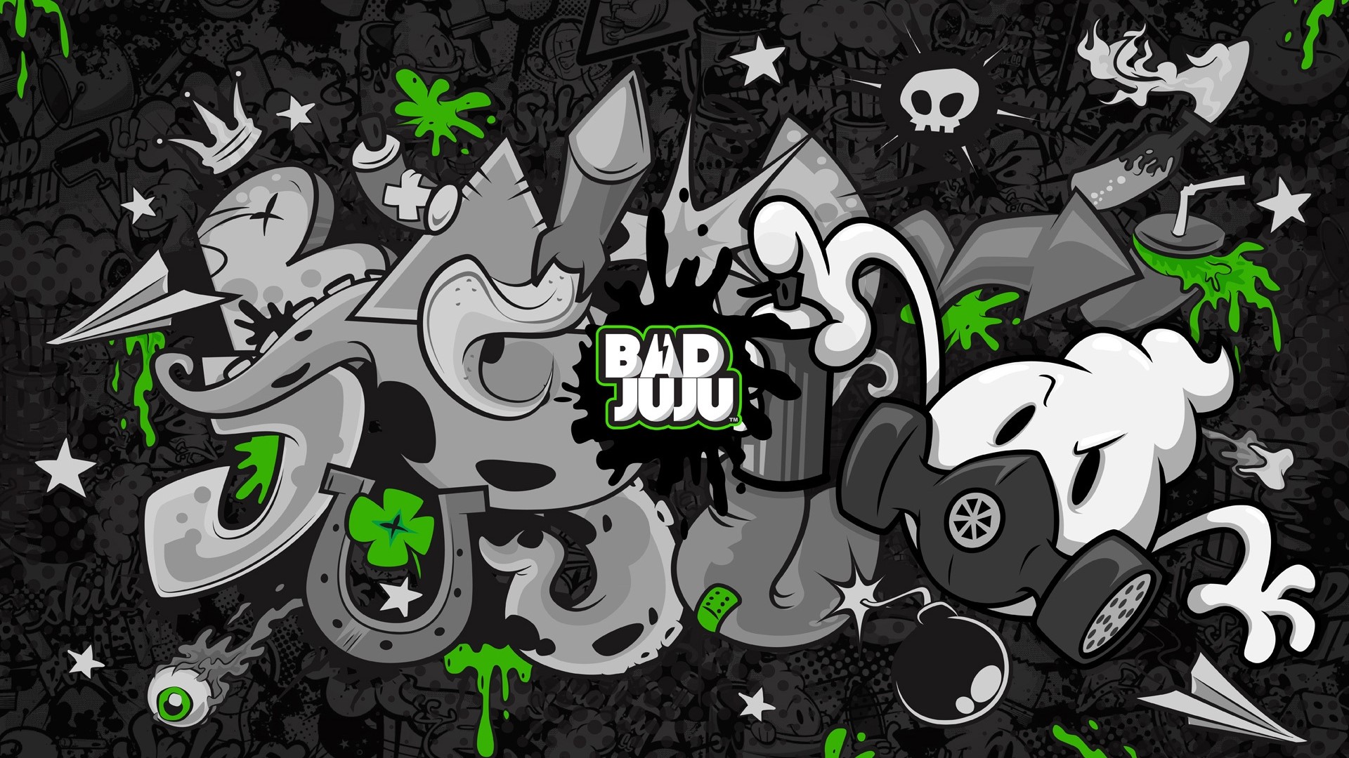 Bad Juju Graffiti Art with Cartoon Characters HD Wallpaper
