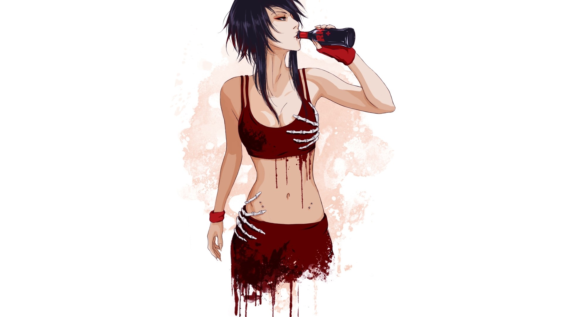 Anime girl drinking Coca-Cola HD Wallpaper