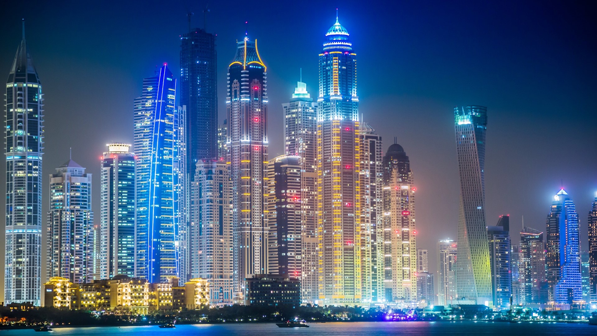 Dubai Skyline at Night HD Wallpaper