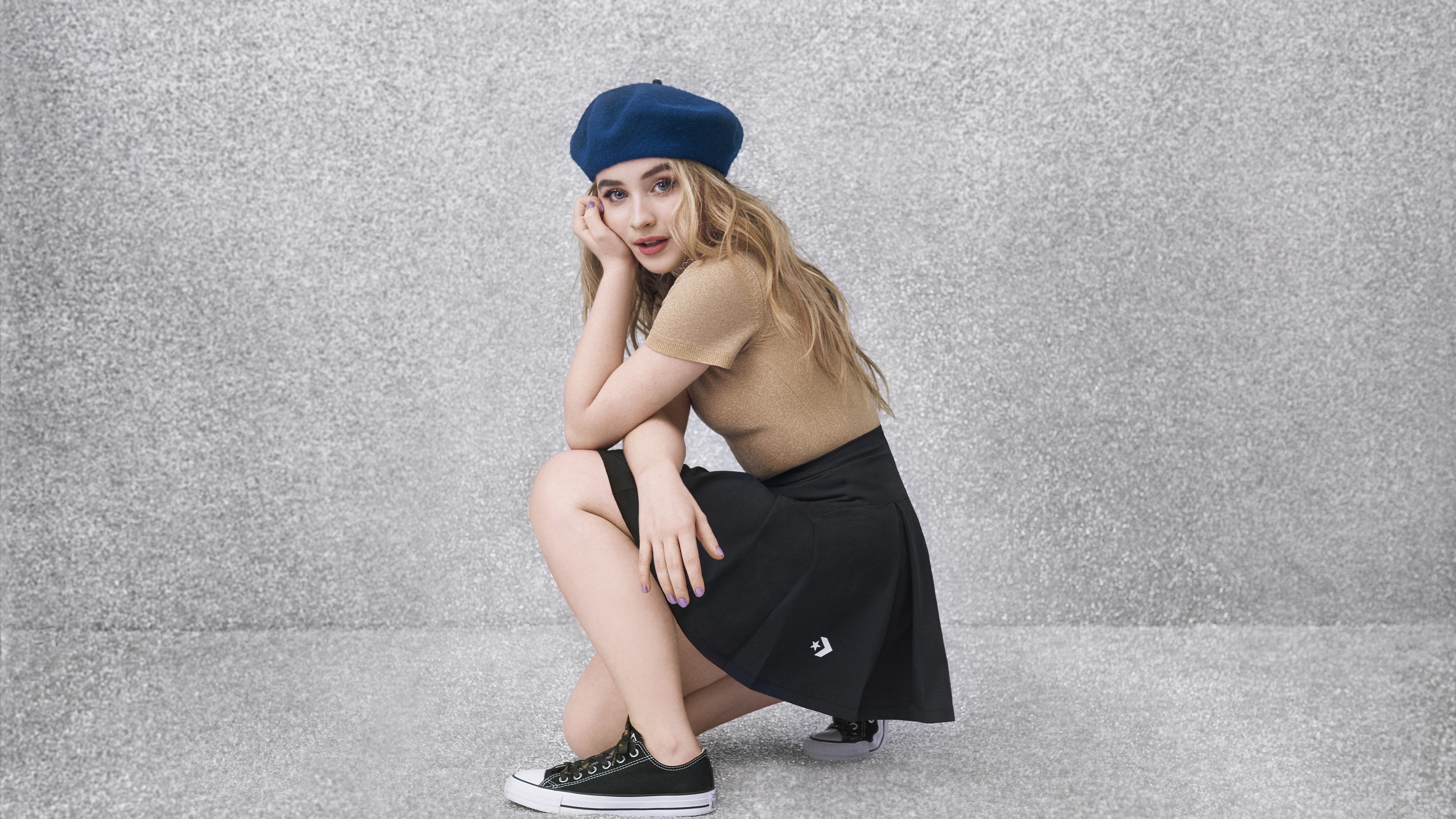 Sabrina Carpenter in Converse 4K HD Wallpaper