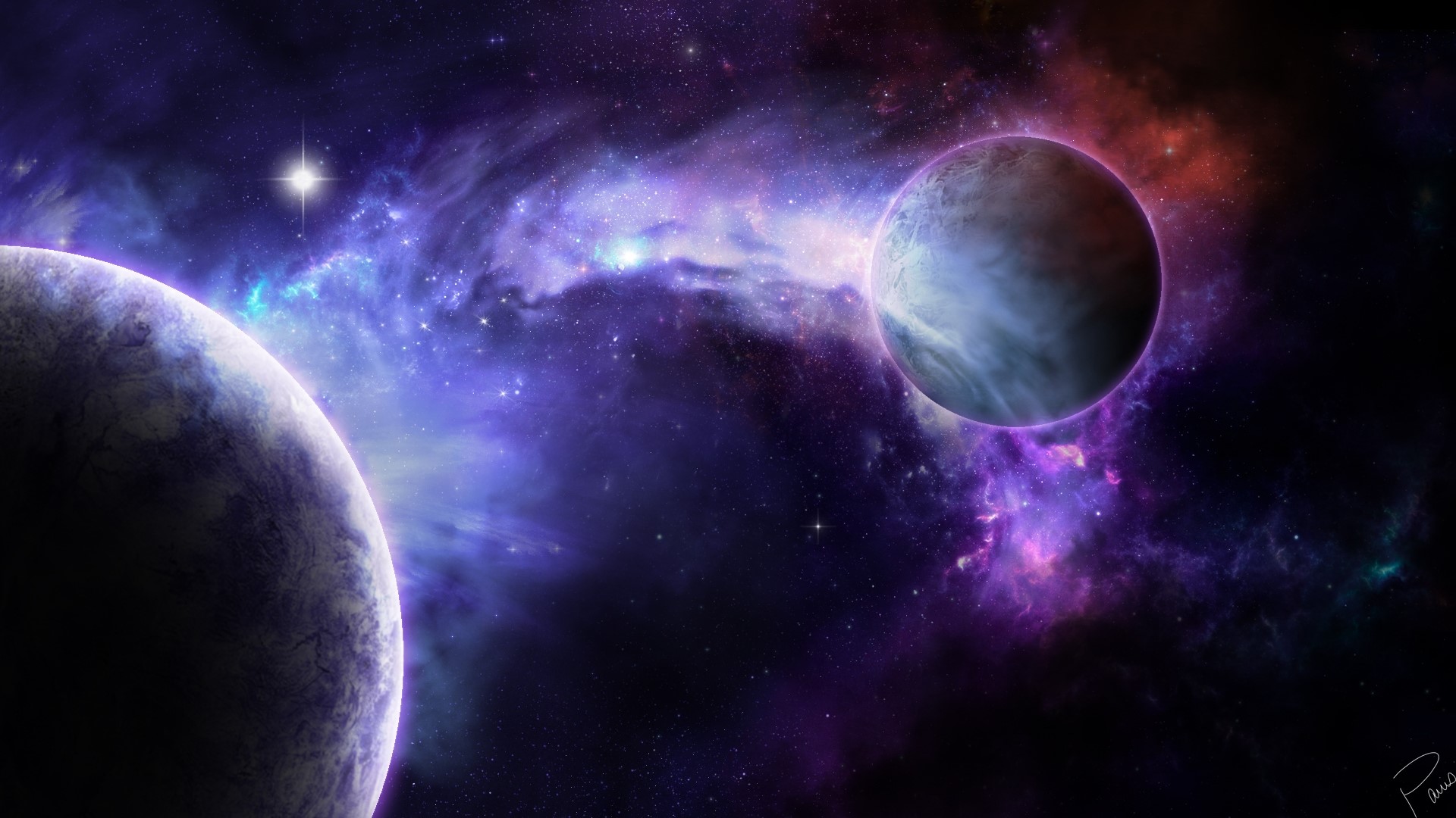 Planets in a Nebula HD Wallpaper