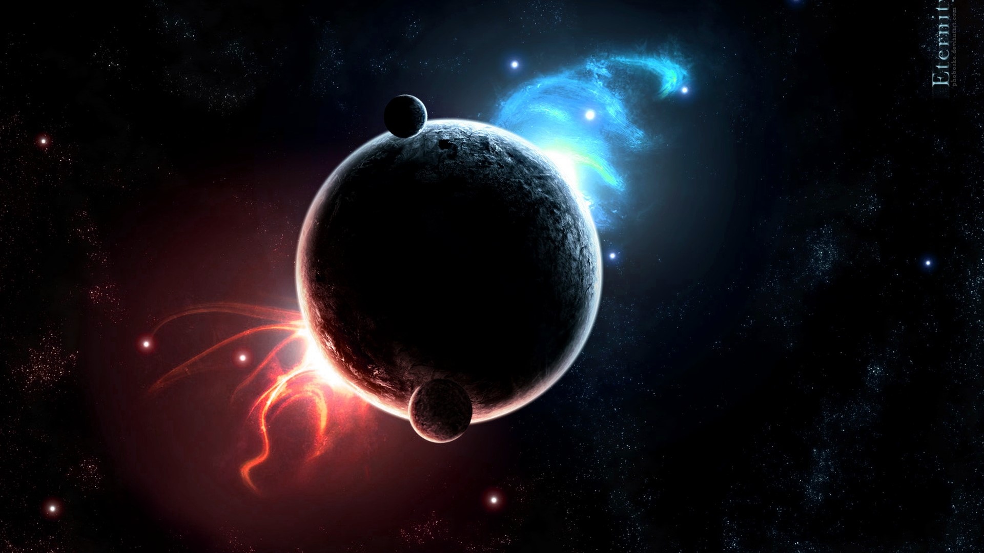 Planets and nebulae in deep space HD Wallpaper