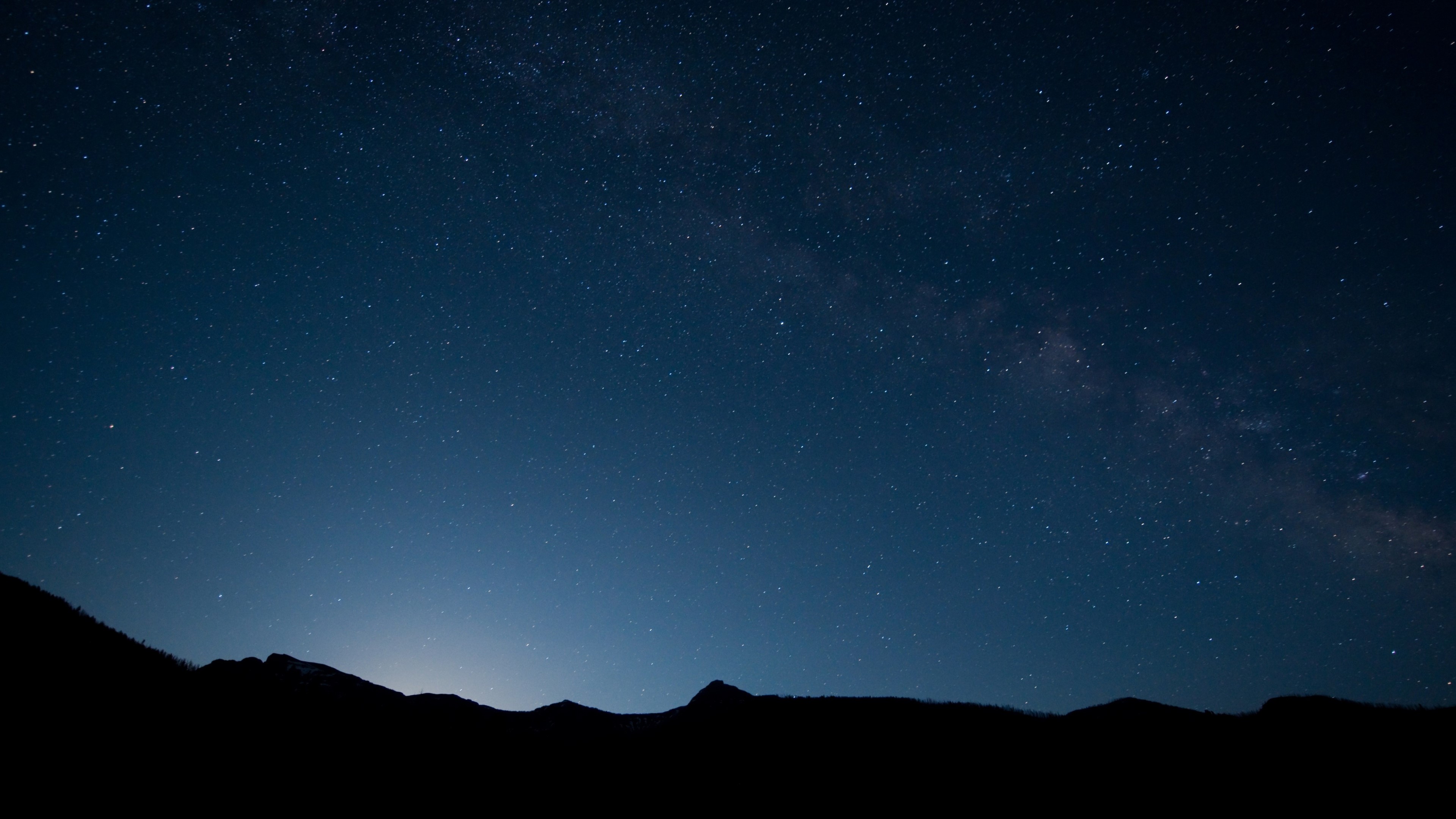 Night Sky with Stars and Mountains HD Wallpaper