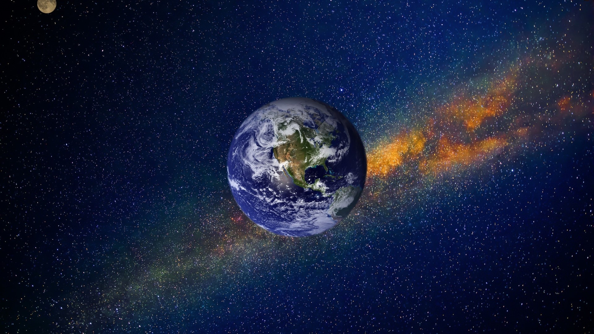 Earth and Moon in the Universe HD Wallpaper