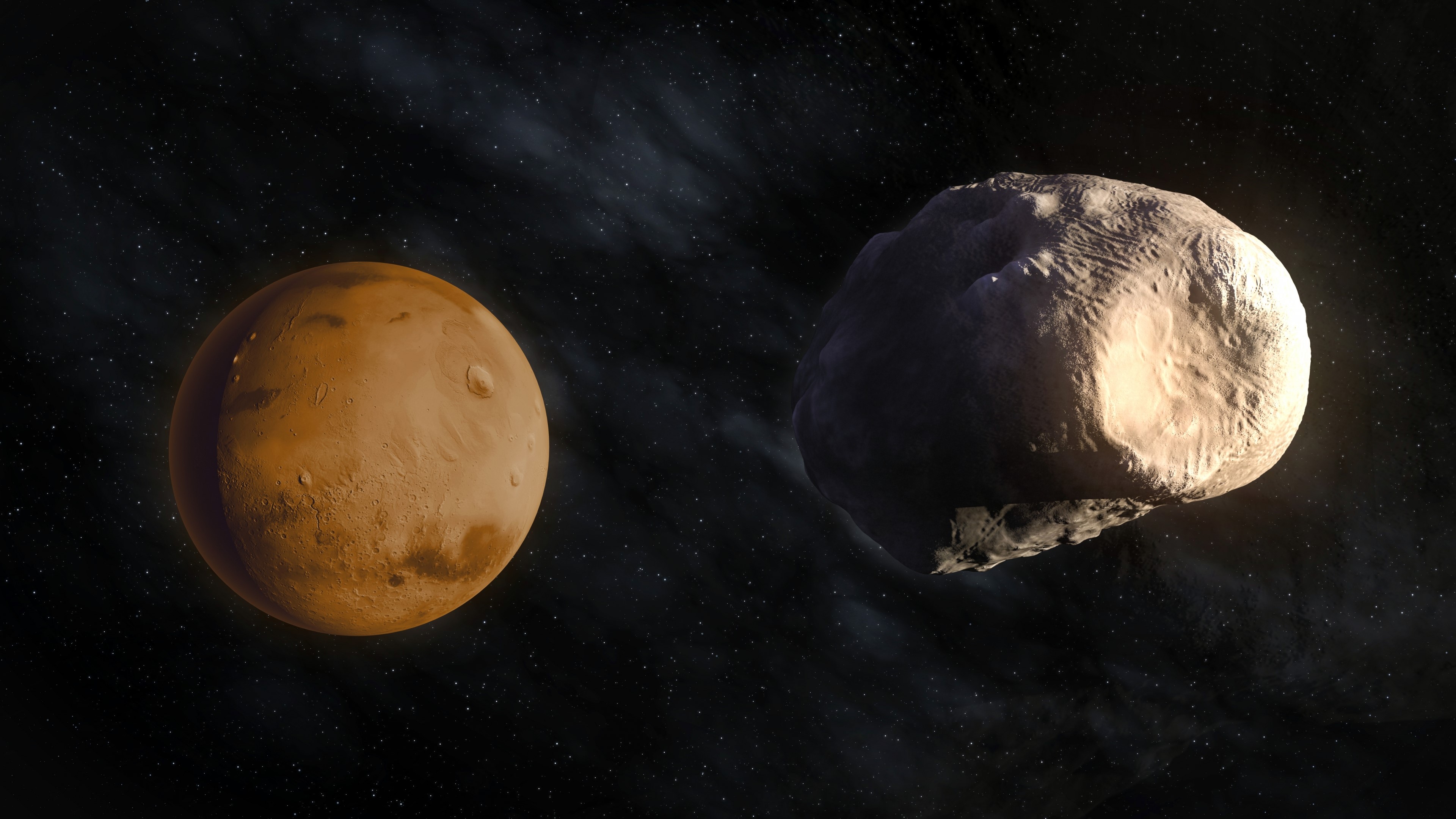 4K Mars and Asteroid HD Wallpaper