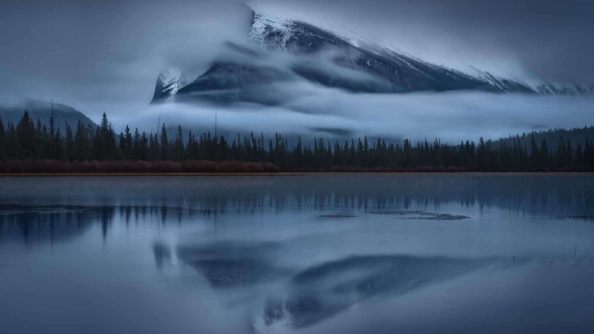 Misty Mountain Reflection Over Lake HD Wallpaper