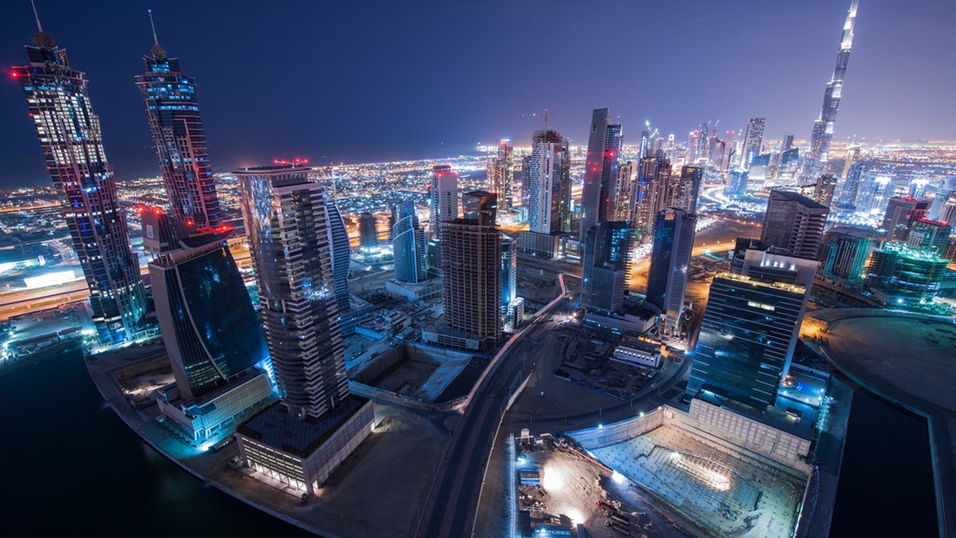 Dubai Cityscape at Night HD Wallpaper