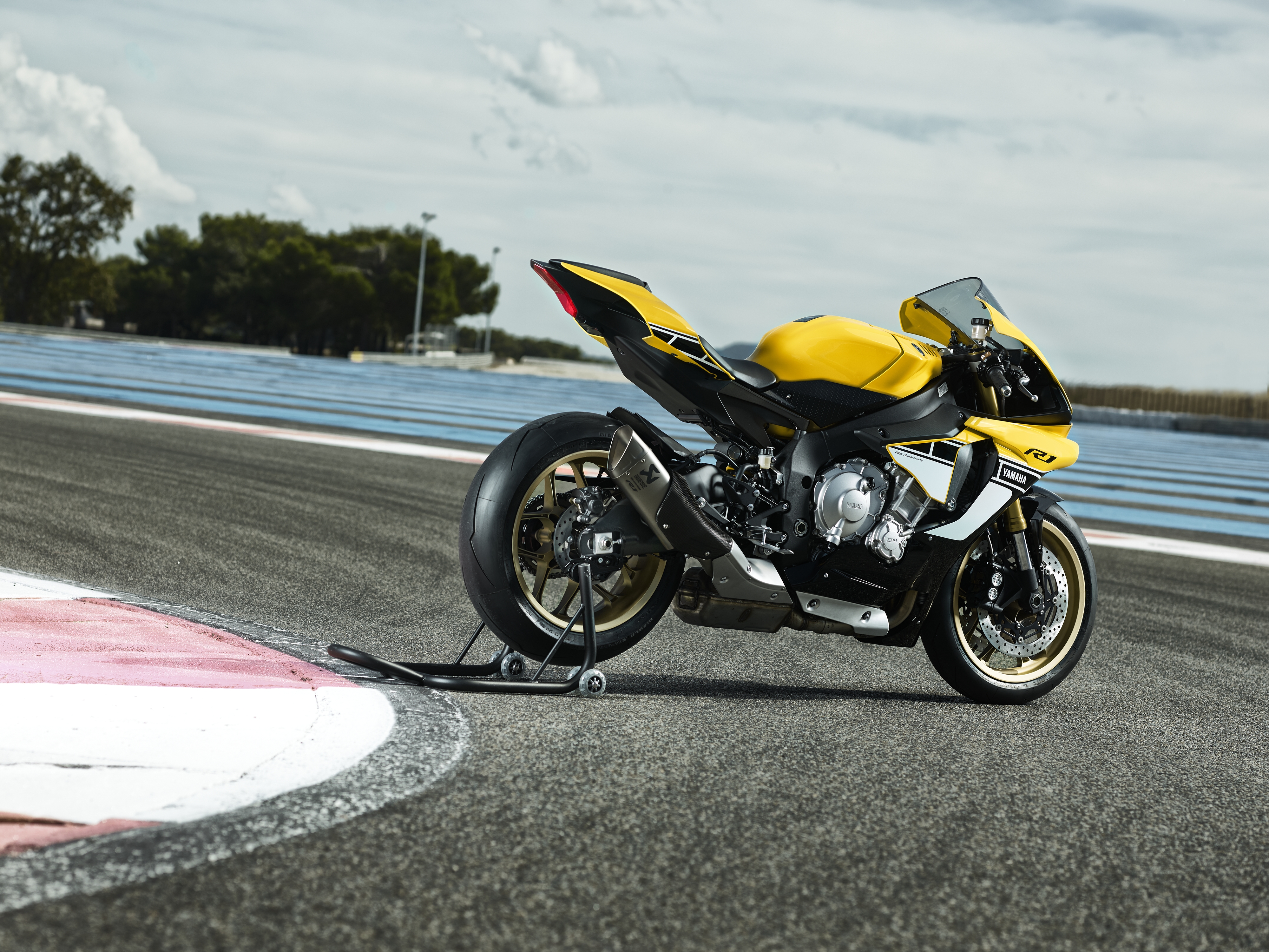 Yellow Yamaha YZF-R1 Anniversary Edition Motorcycle HD Wallpaper