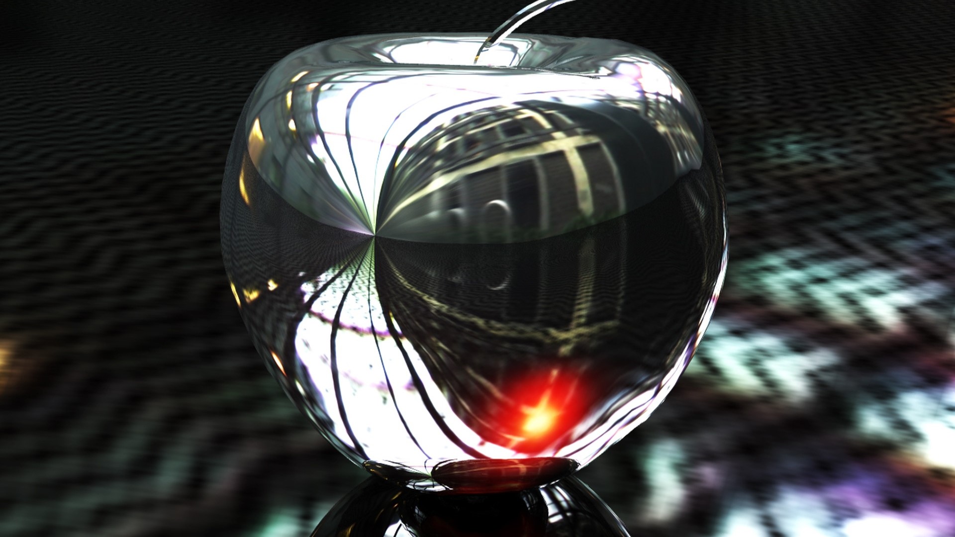 Metal Apple with Red Glow HD Wallpaper