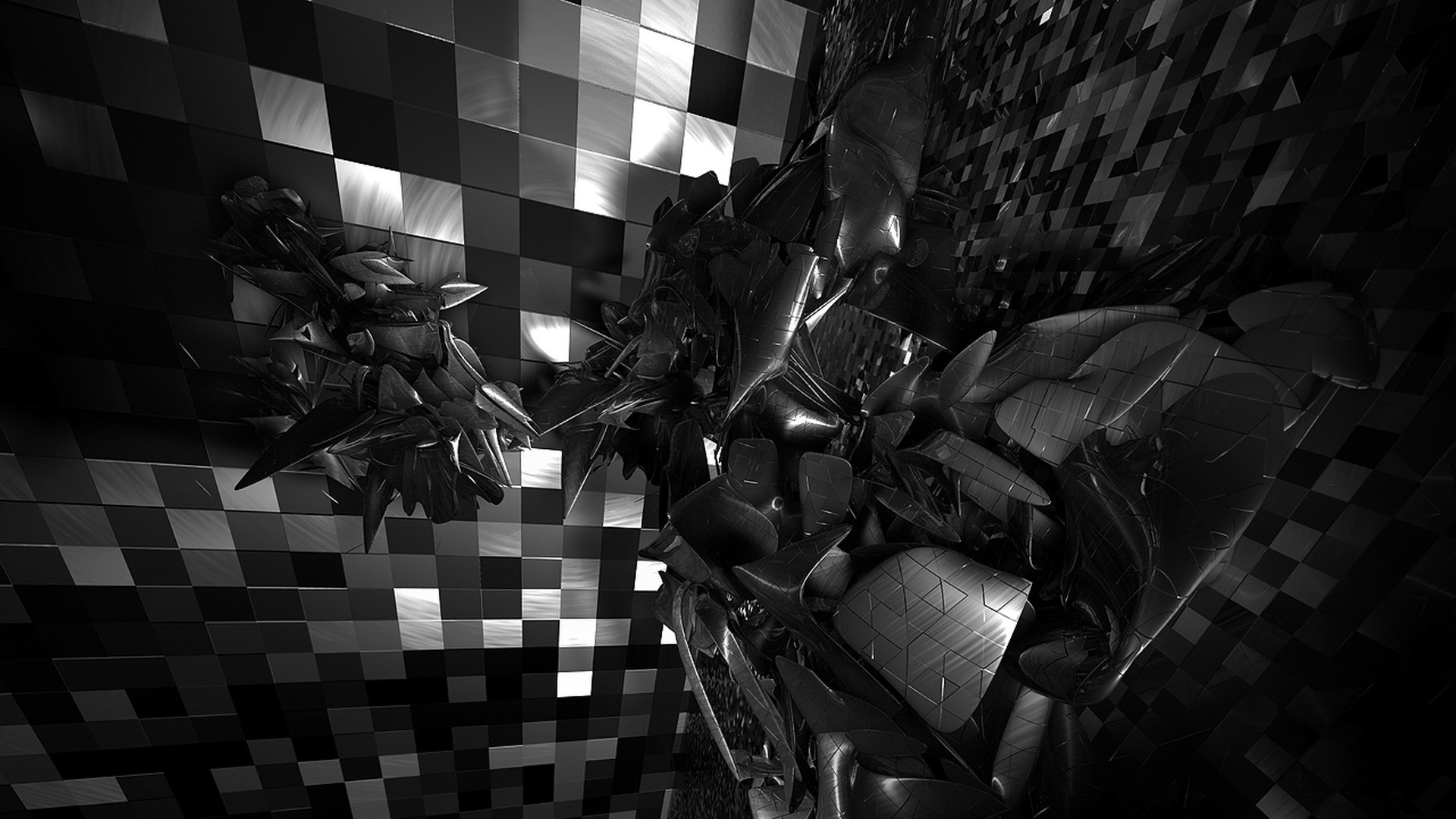 Abstract black and white geometric shapes HD Wallpaper