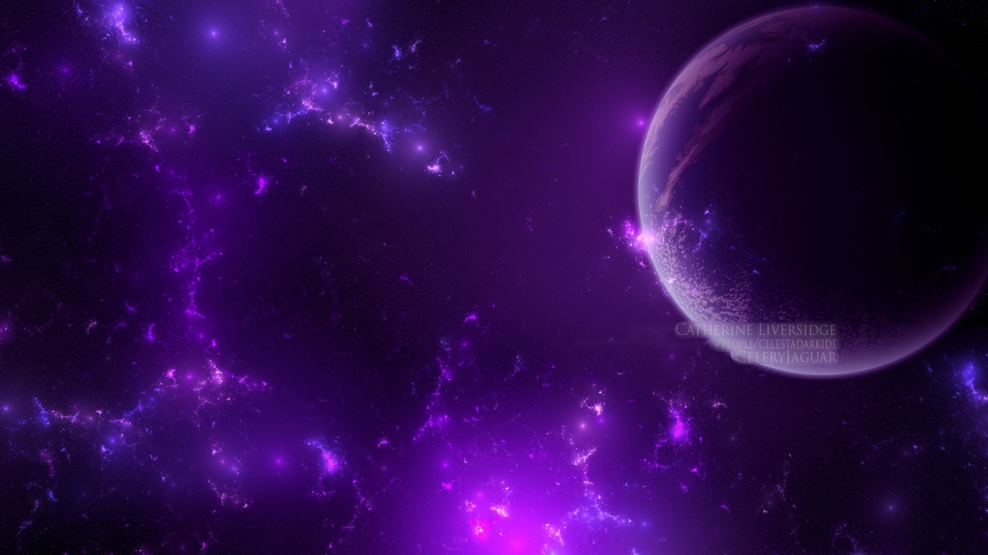 Purple Nebula and Planet HD Wallpaper