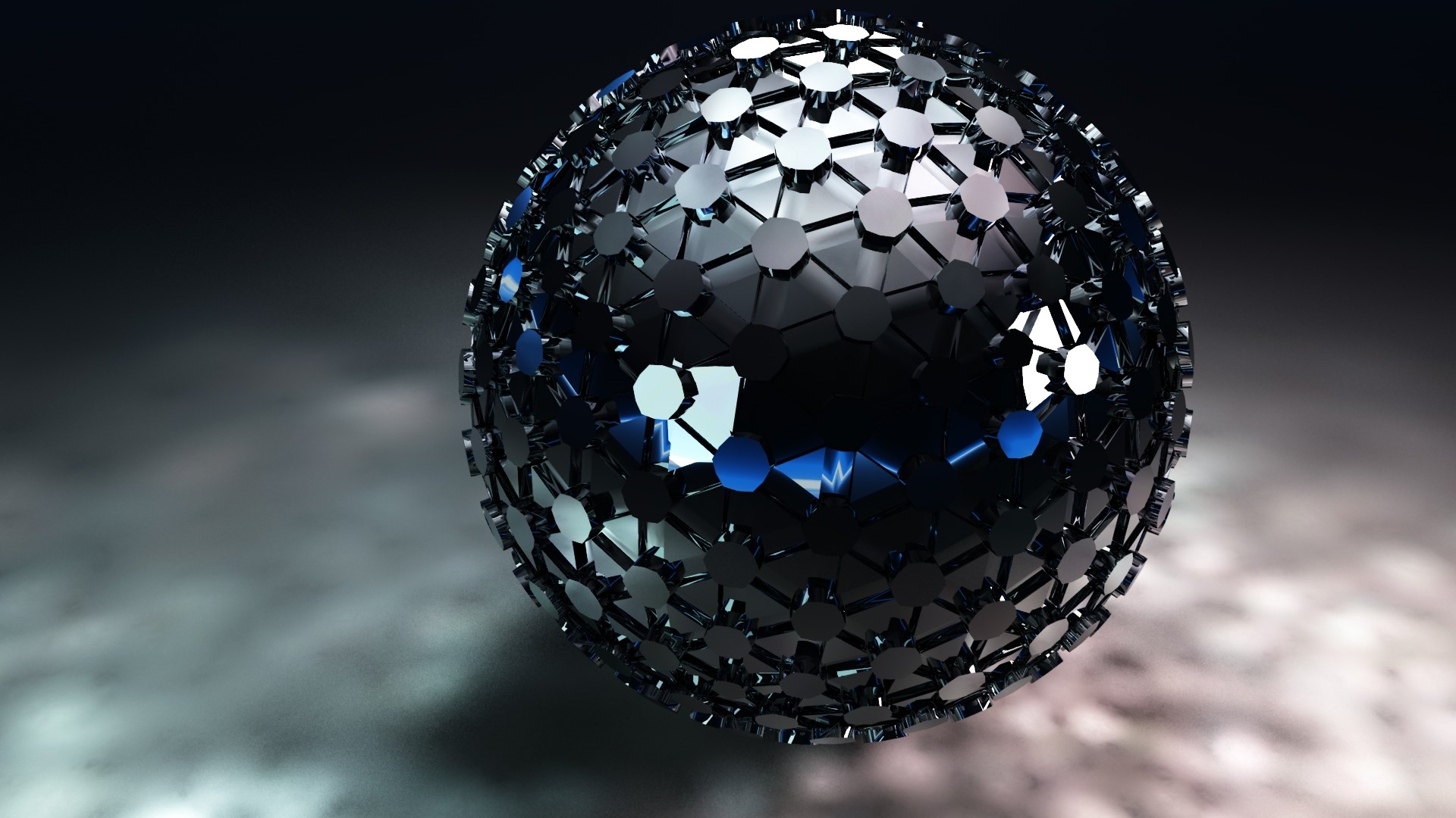 Abstract metallic sphere with hexagonal patterns HD Wallpaper