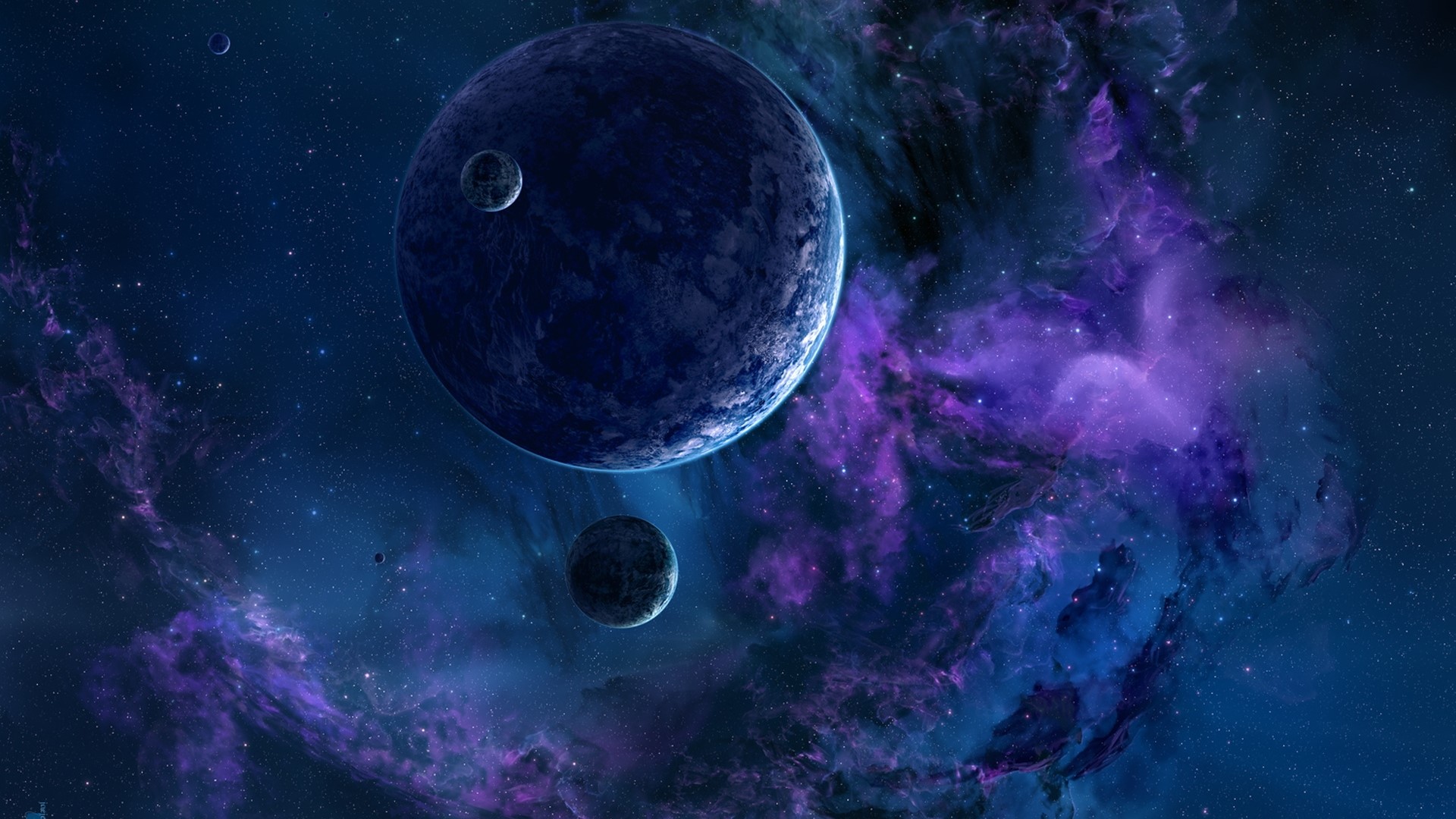 Planets and nebulae in deep space HD Wallpaper