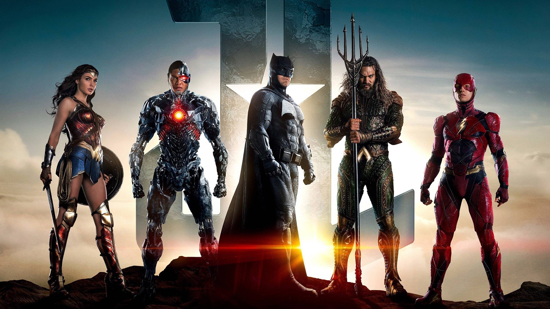 Justice League characters standing on rocks HD Wallpaper