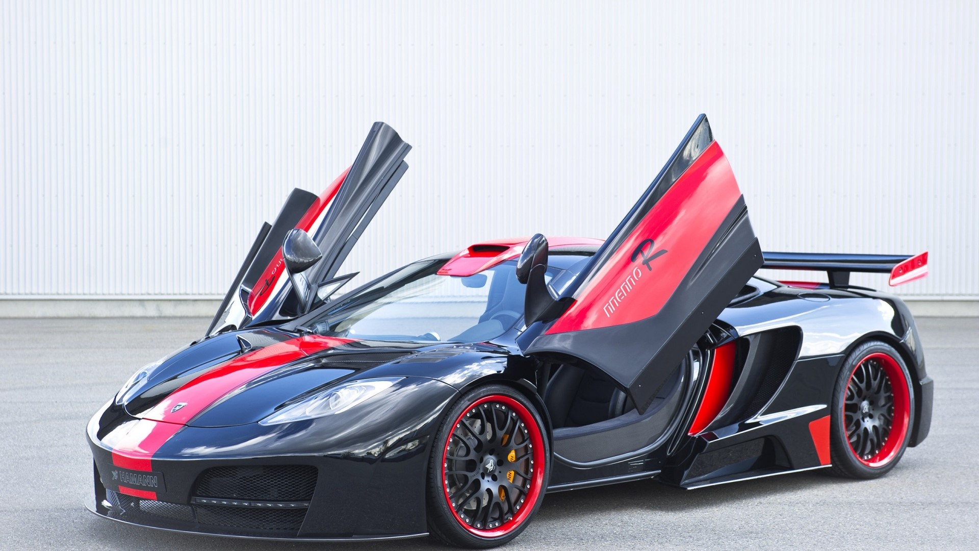 Black and Red McLaren MP4-12C with Doors Open HD Wallpaper