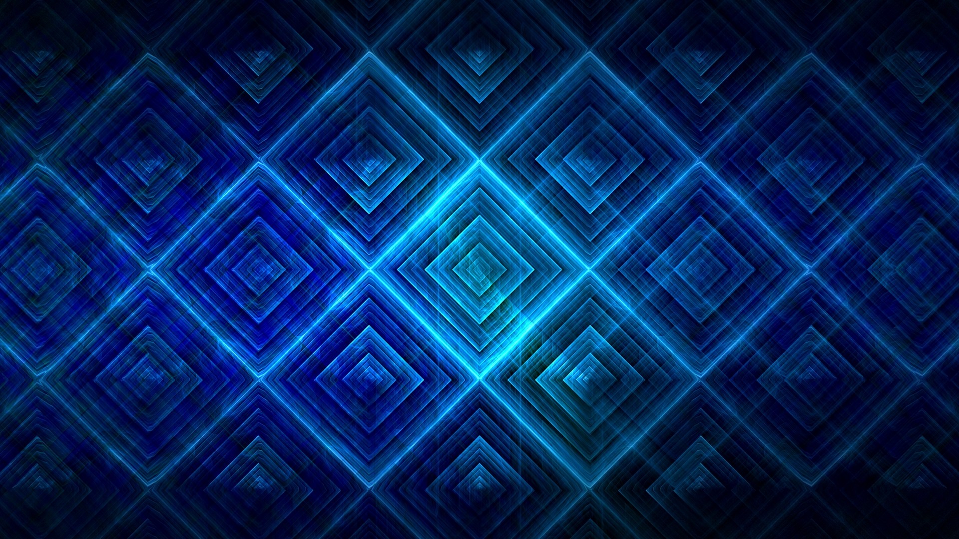 Blue fractal pattern with diamond shapes HD Wallpaper