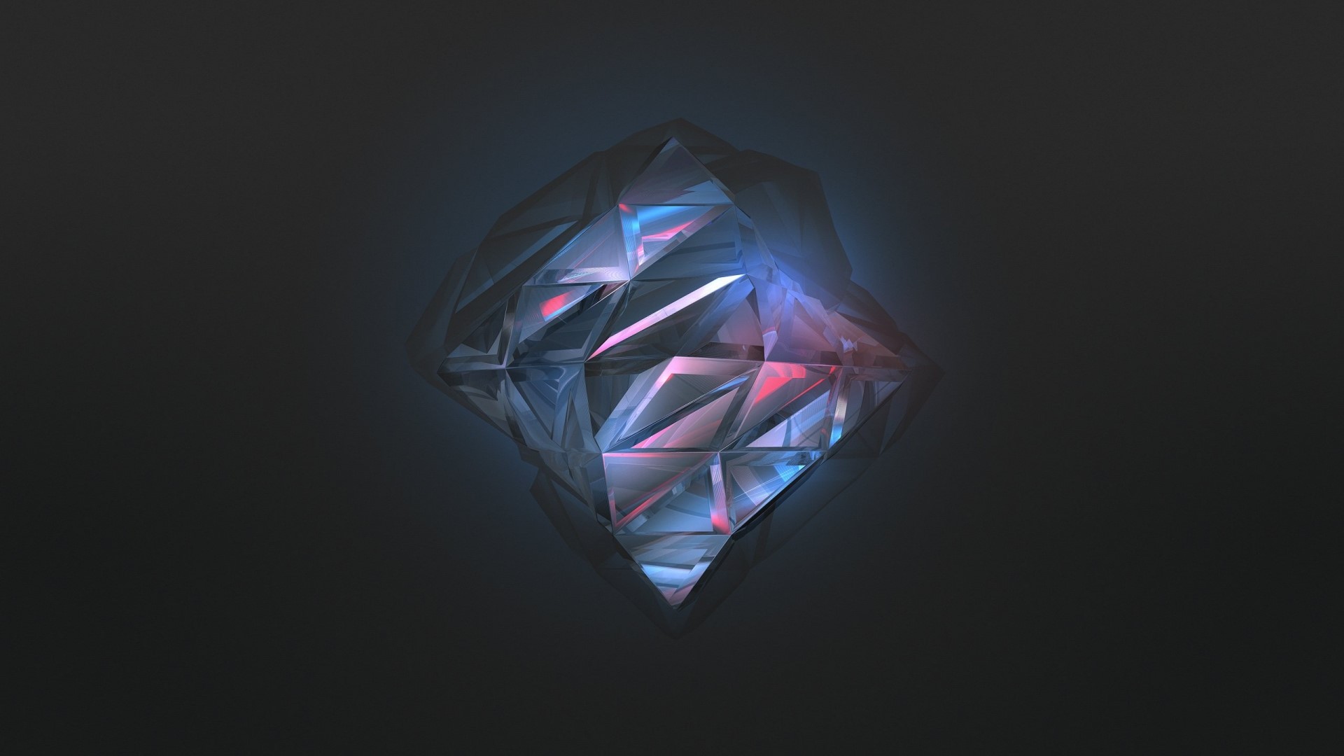 Abstract geometric crystal with blue and pink light HD Wallpaper