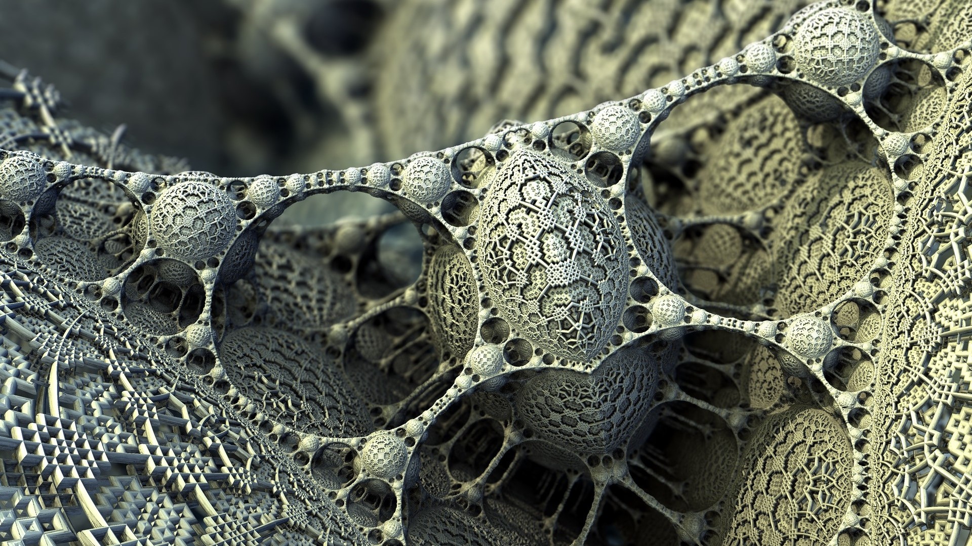 3D Fractal Structure with Intricate Patterns HD Wallpaper