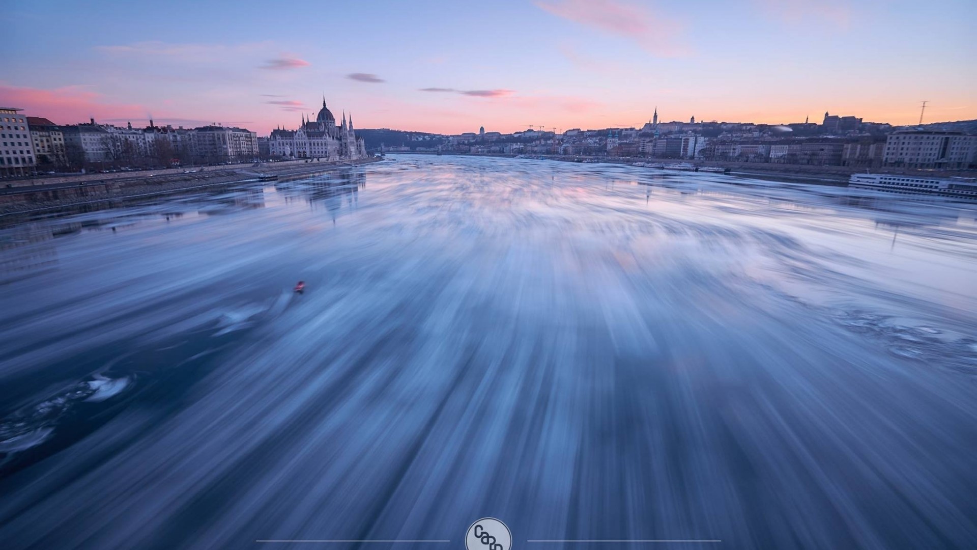 Budapest Parliament Building on Danube River at Dusk HD Wallpaper