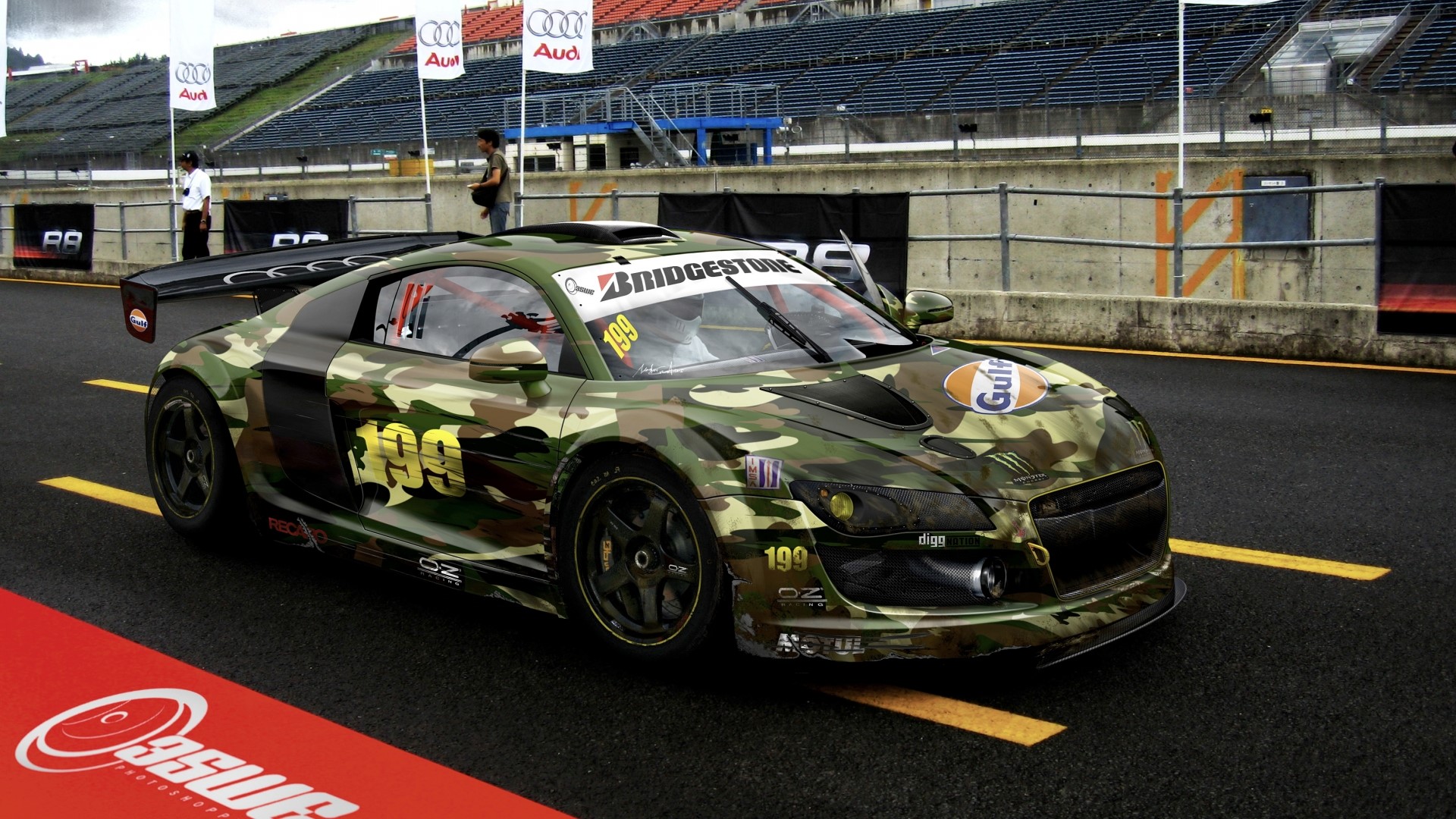 Audi R8 LMS GT3 camouflage race car HD Wallpaper