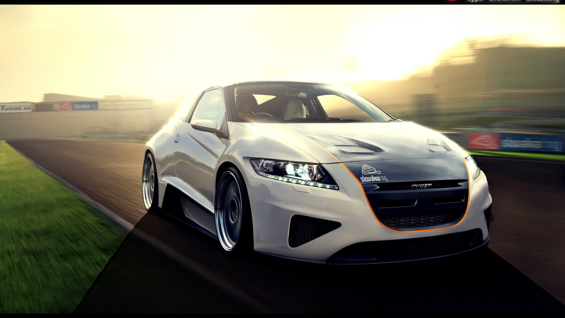 White Honda CR-Z Mugen on a Race Track HD Wallpaper