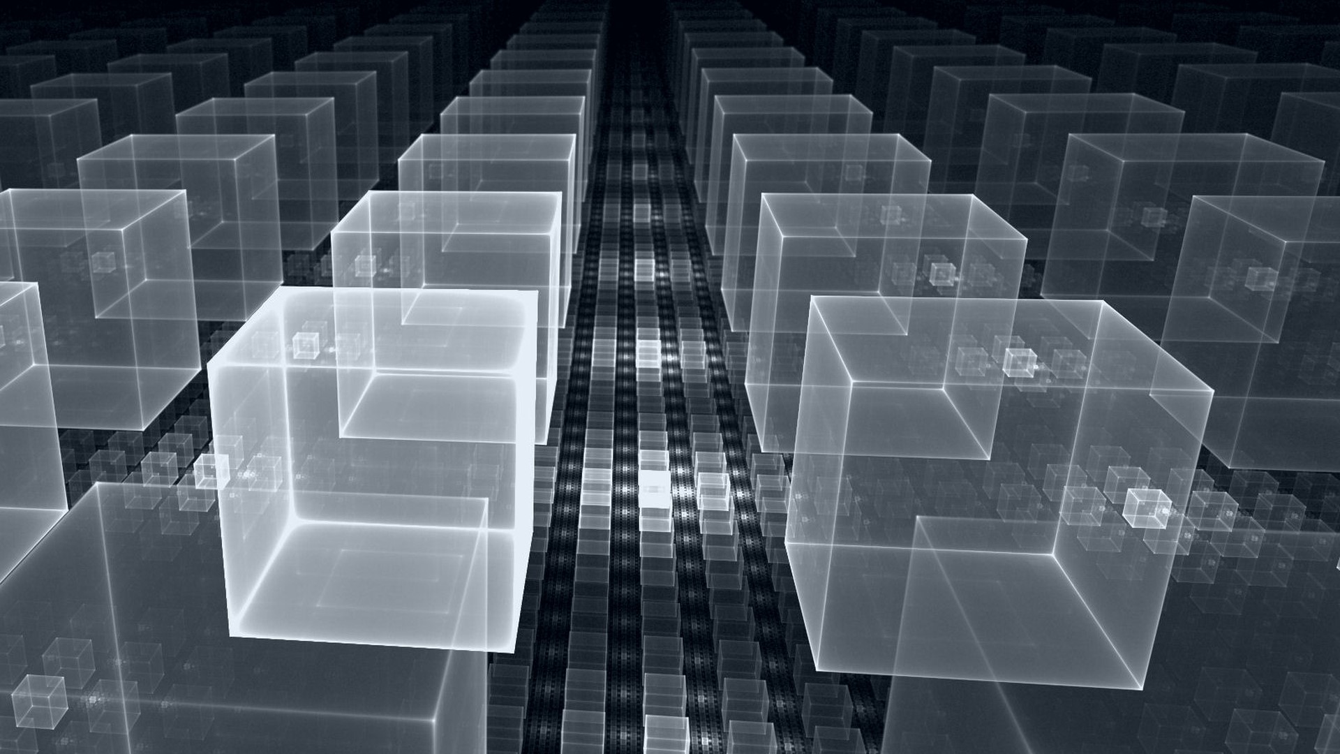 Abstract glass cubes in a grid formation HD Wallpaper