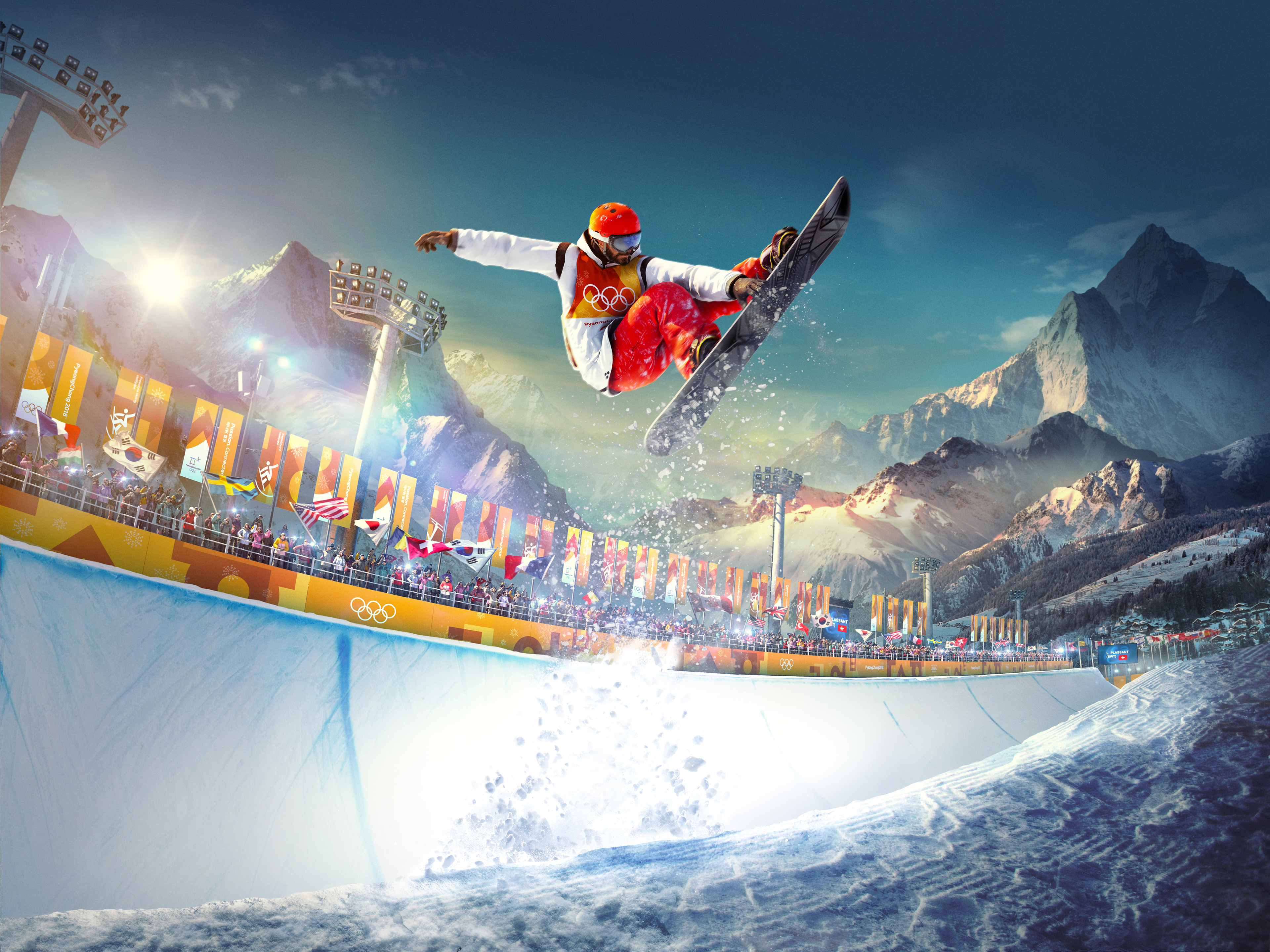 Snowboarder performing a jump at the Winter Games HD Wallpaper