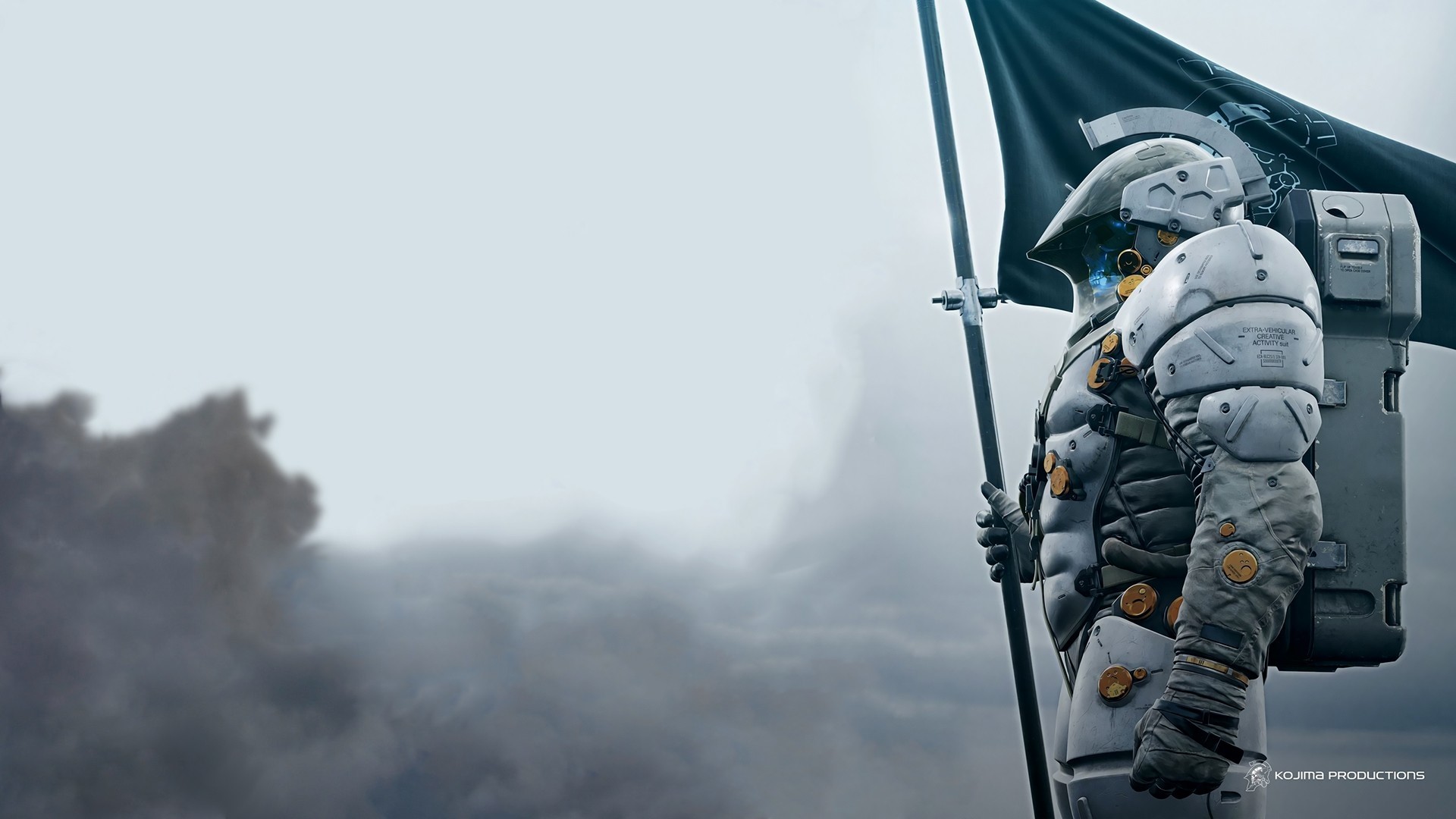 Sam Porter Bridges from Death Stranding holding a flag HD Wallpaper