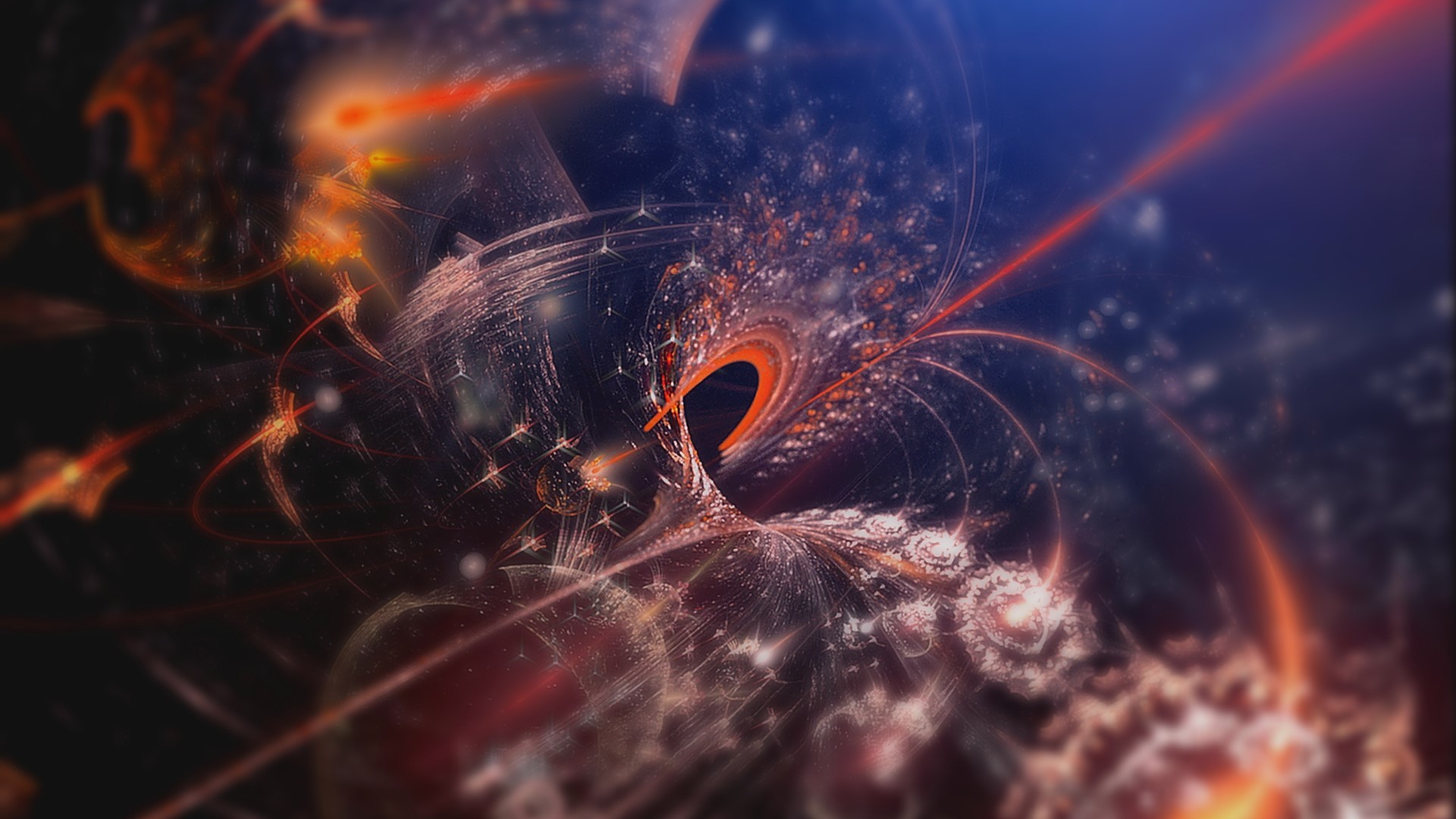 Abstract fractal art with orange and blue colors HD Wallpaper