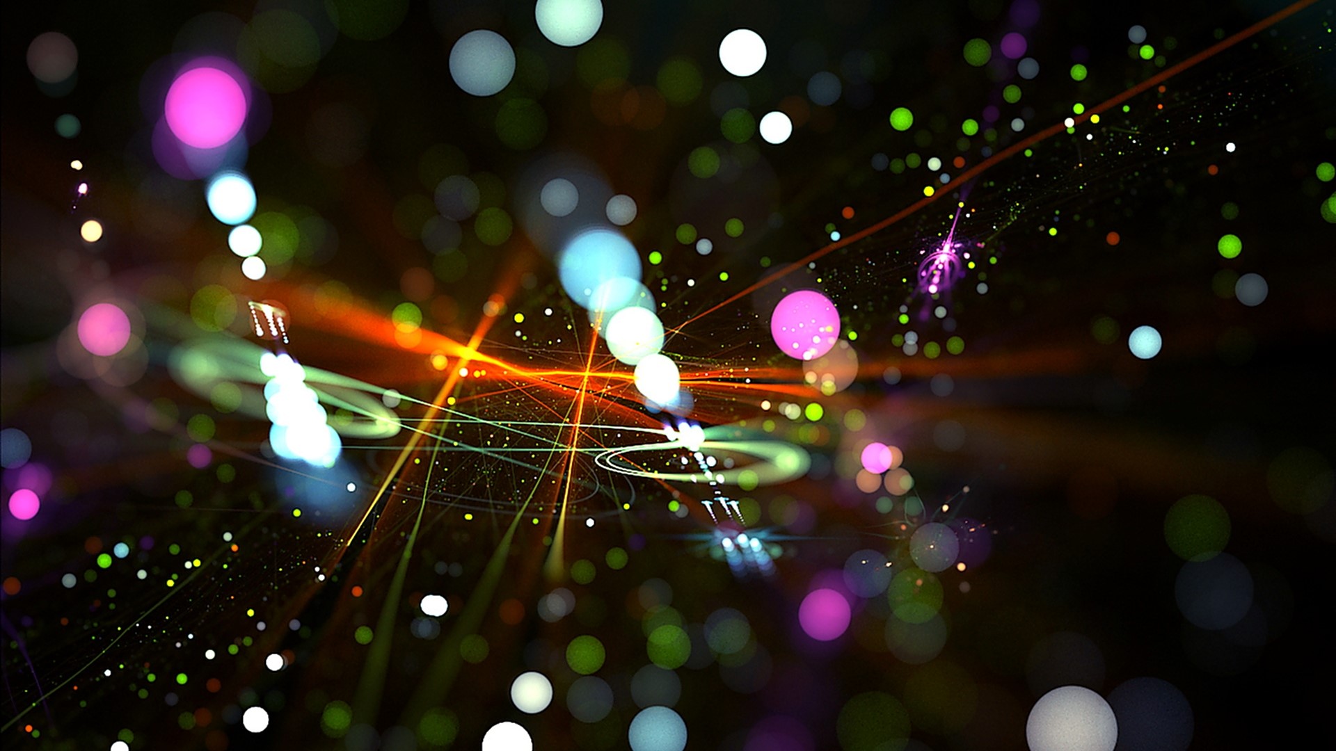 Abstract fractal art with bokeh lights HD Wallpaper