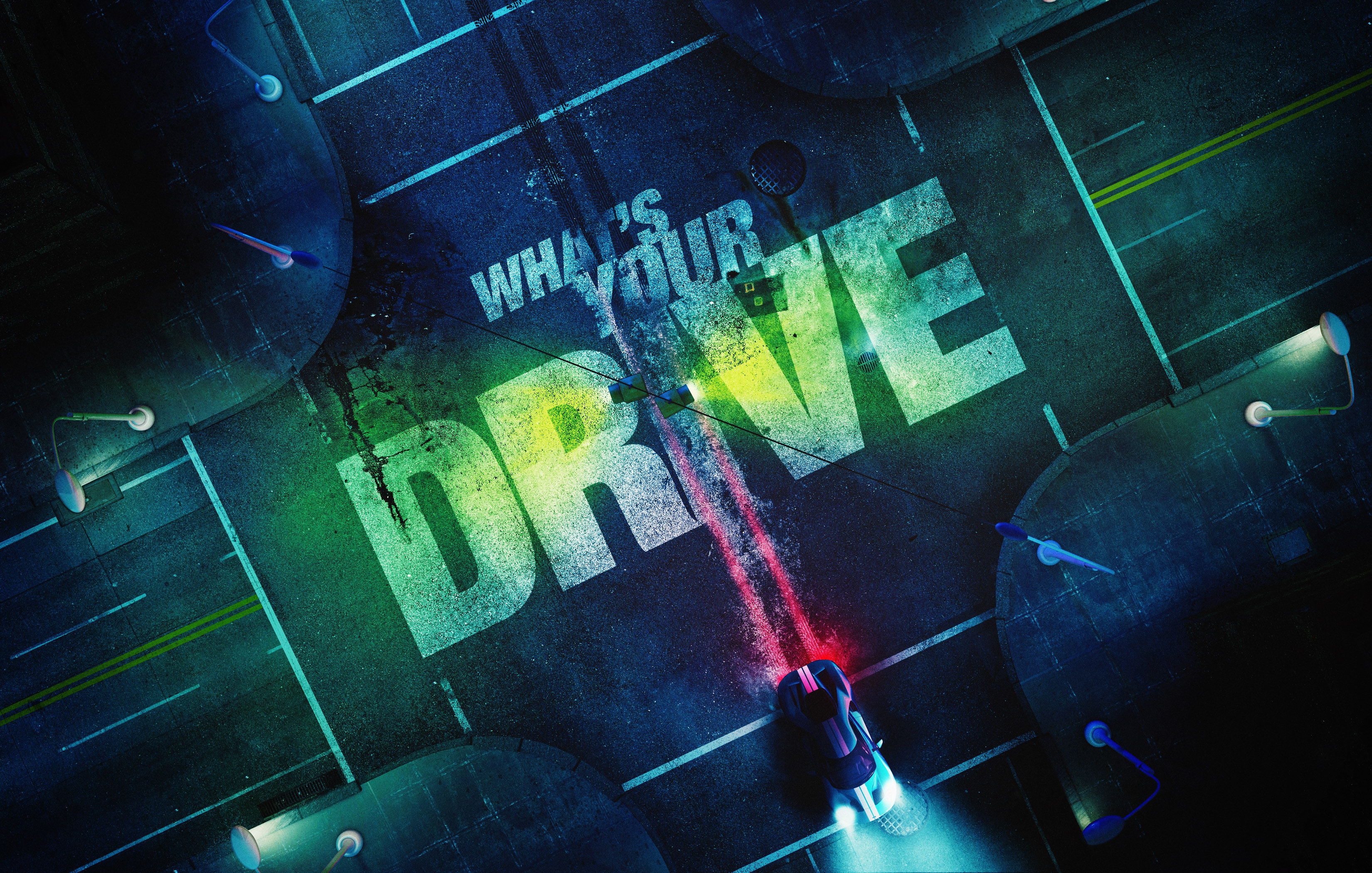 What's Your Drive Neon Road HD Wallpaper