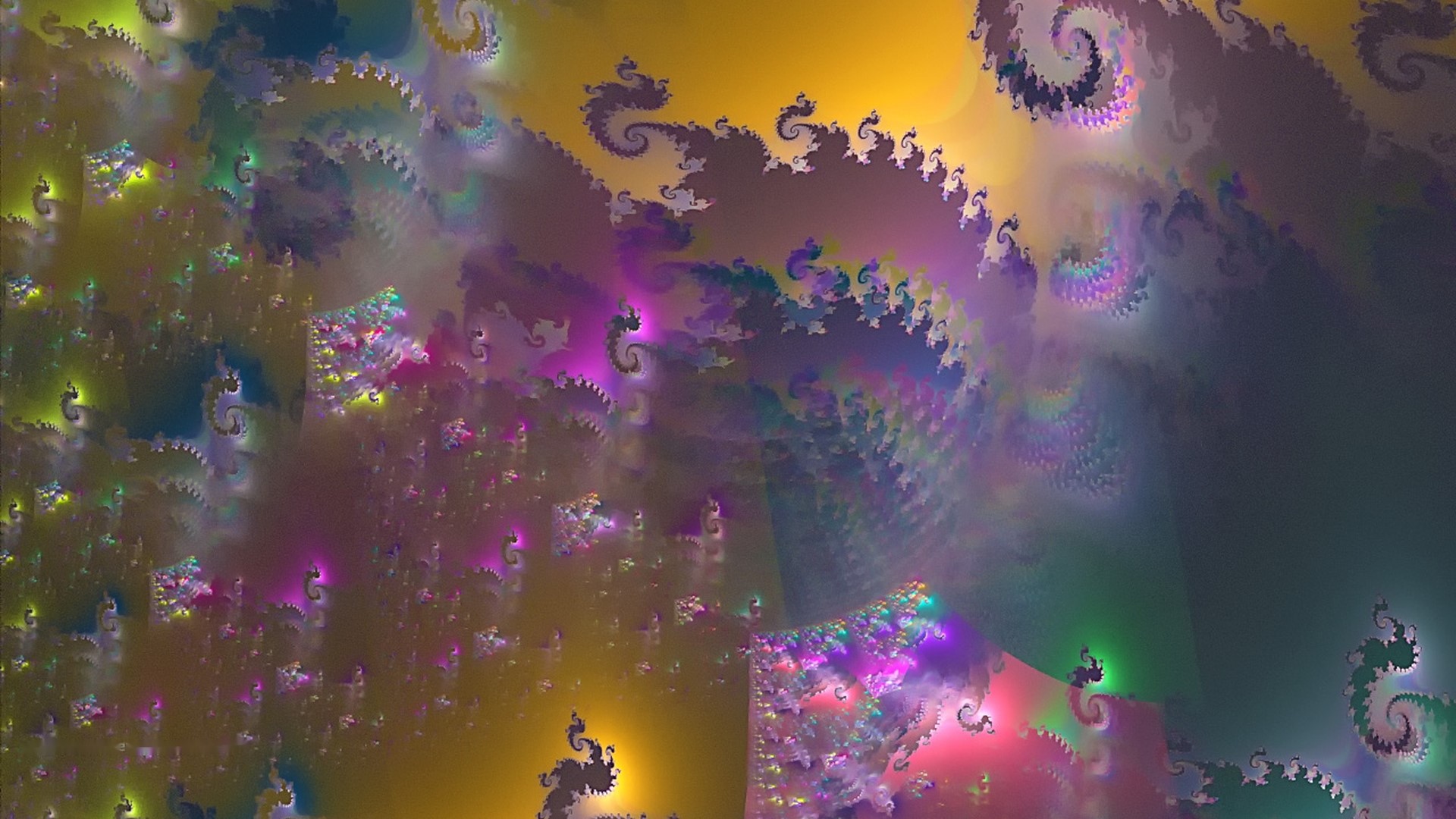 Fractal art with swirling patterns and vibrant colors HD Wallpaper