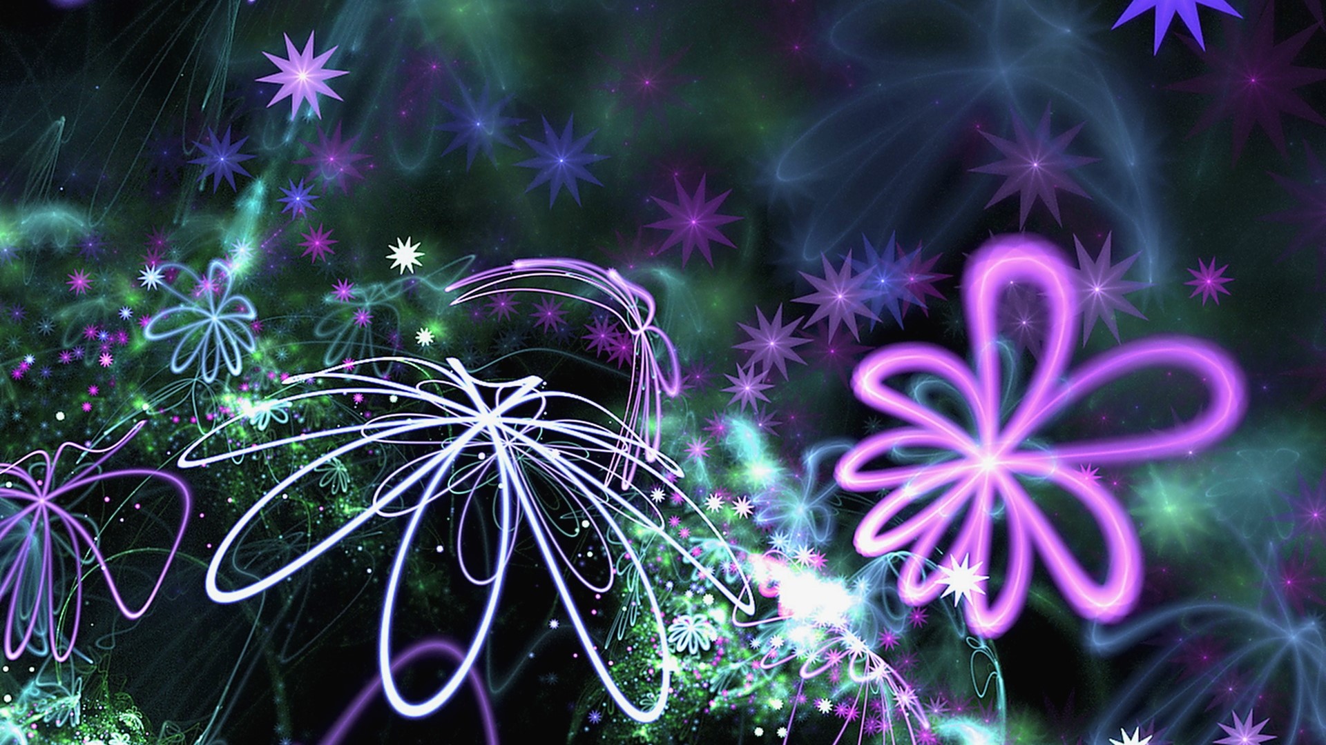 Abstract fractal flowers and stars HD Wallpaper