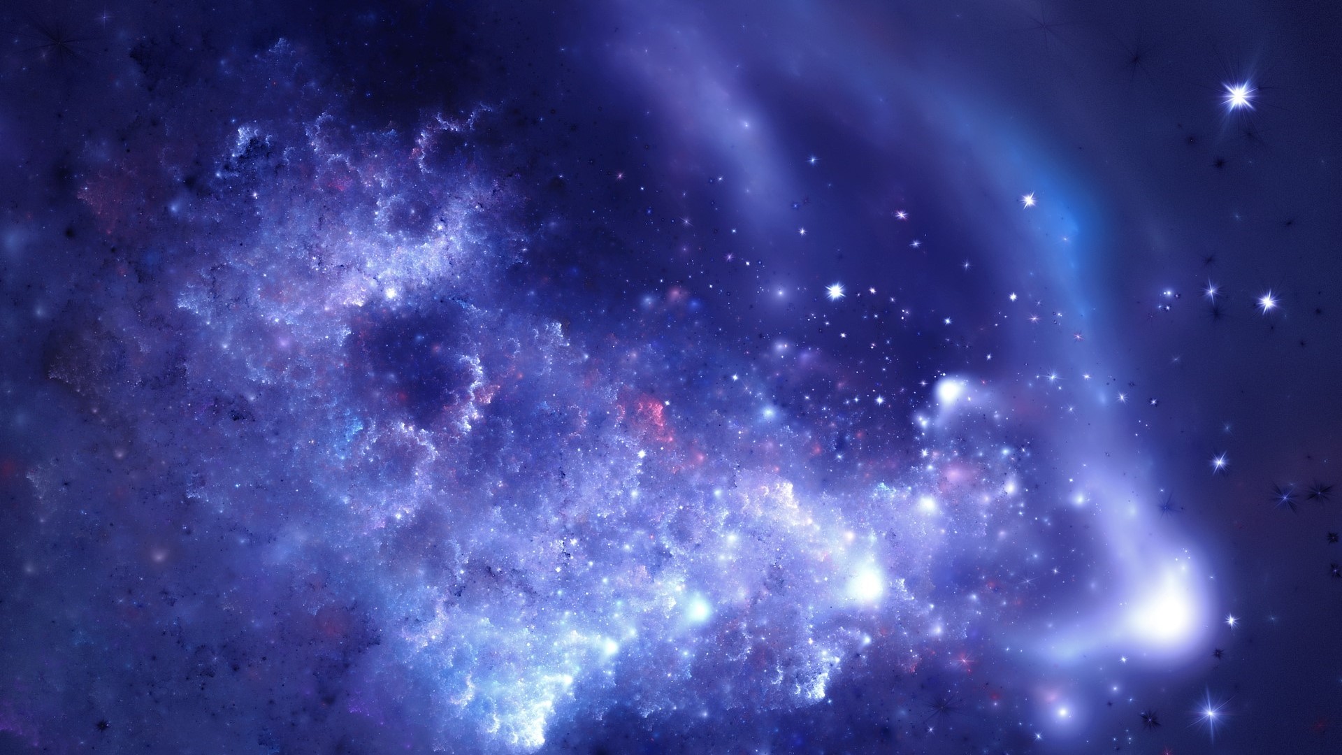 Abstract blue and purple nebula with stars HD Wallpaper