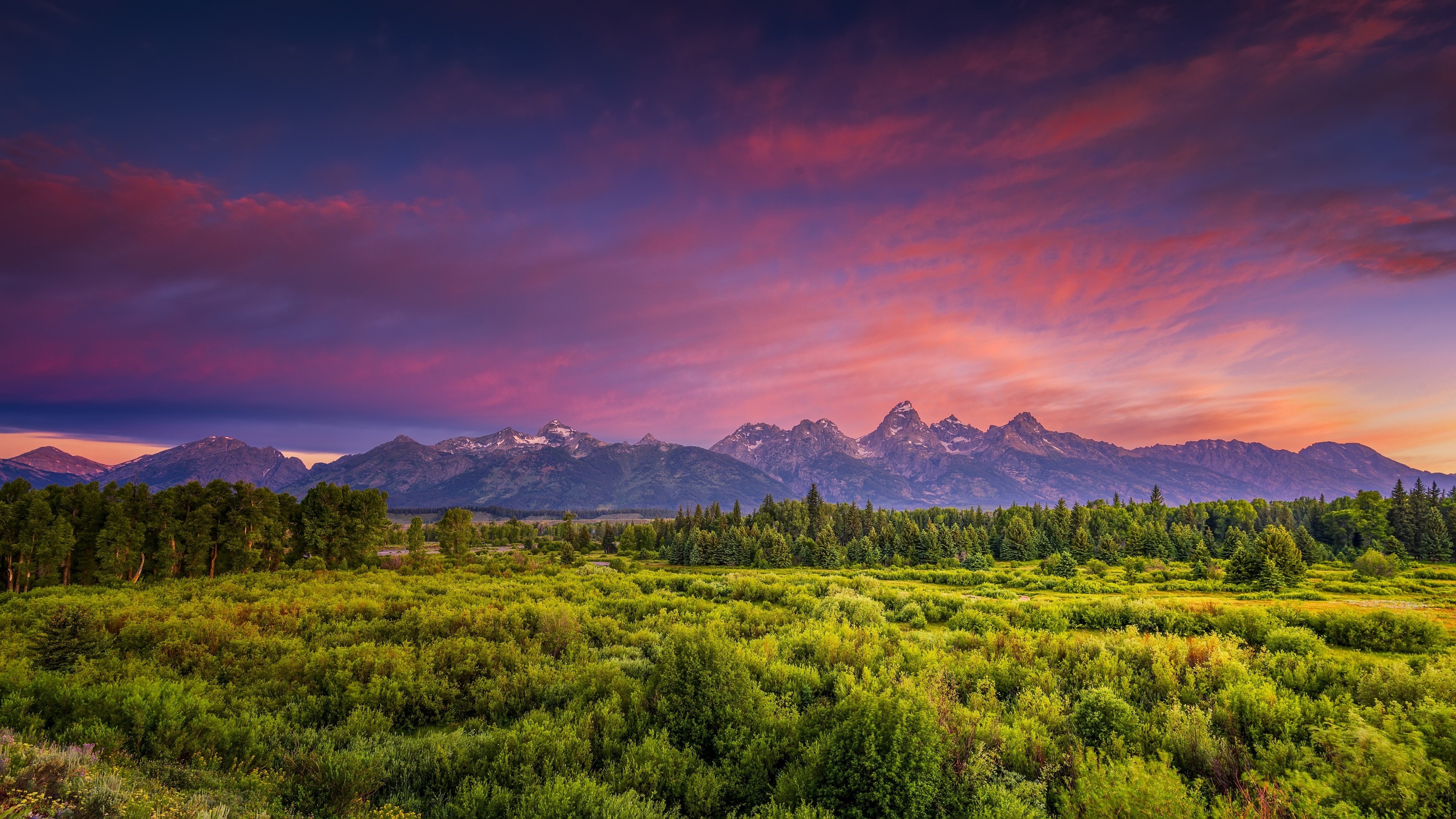 4K Dawn over Grand Teton Mountains HD Wallpaper