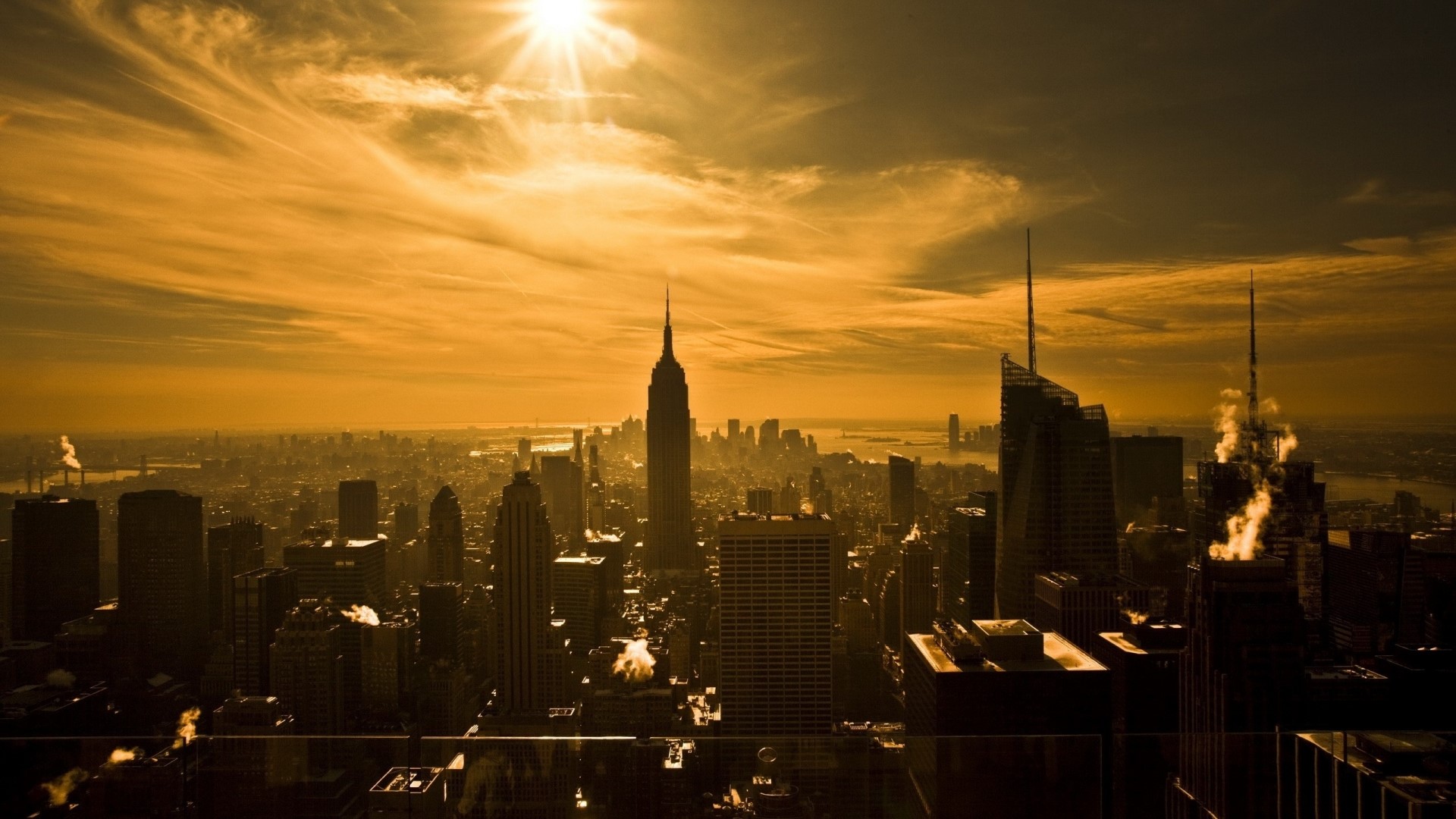 New York City Skyline at Sunset HD Wallpaper