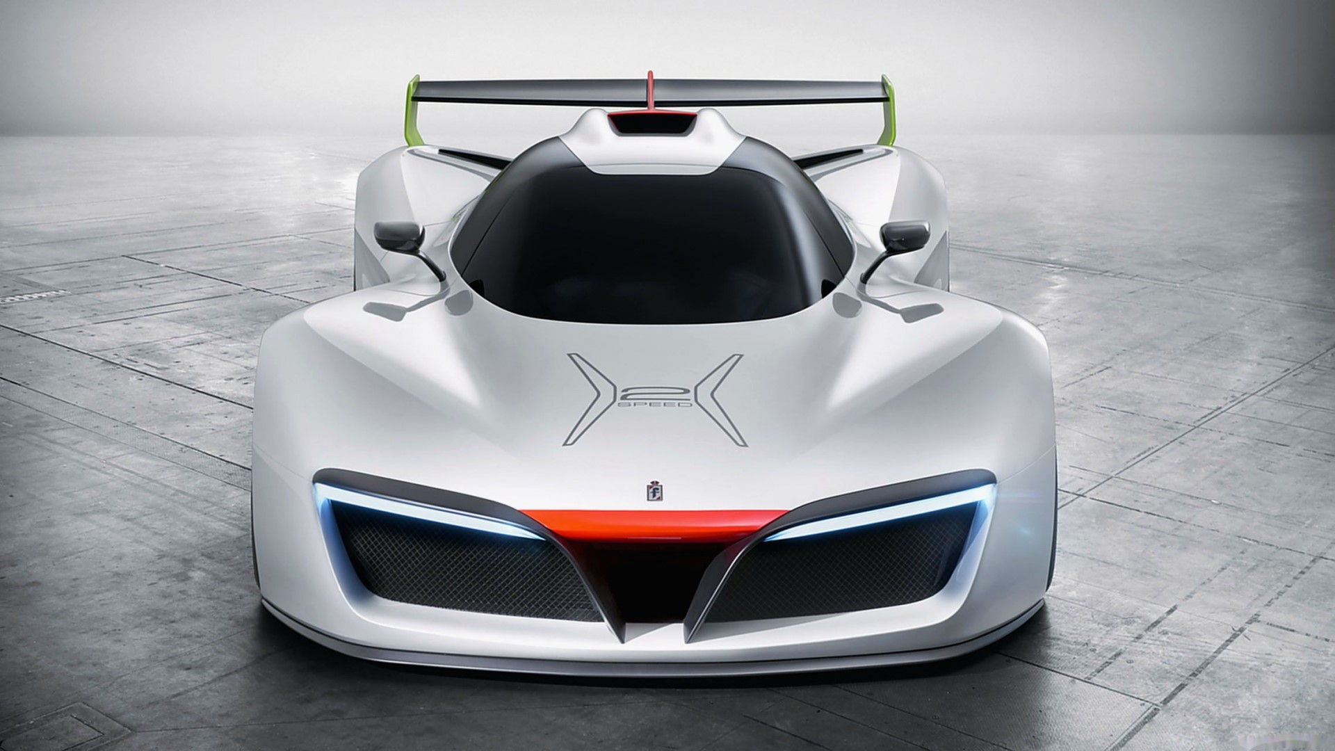 White sports car with a spoiler HD Wallpaper