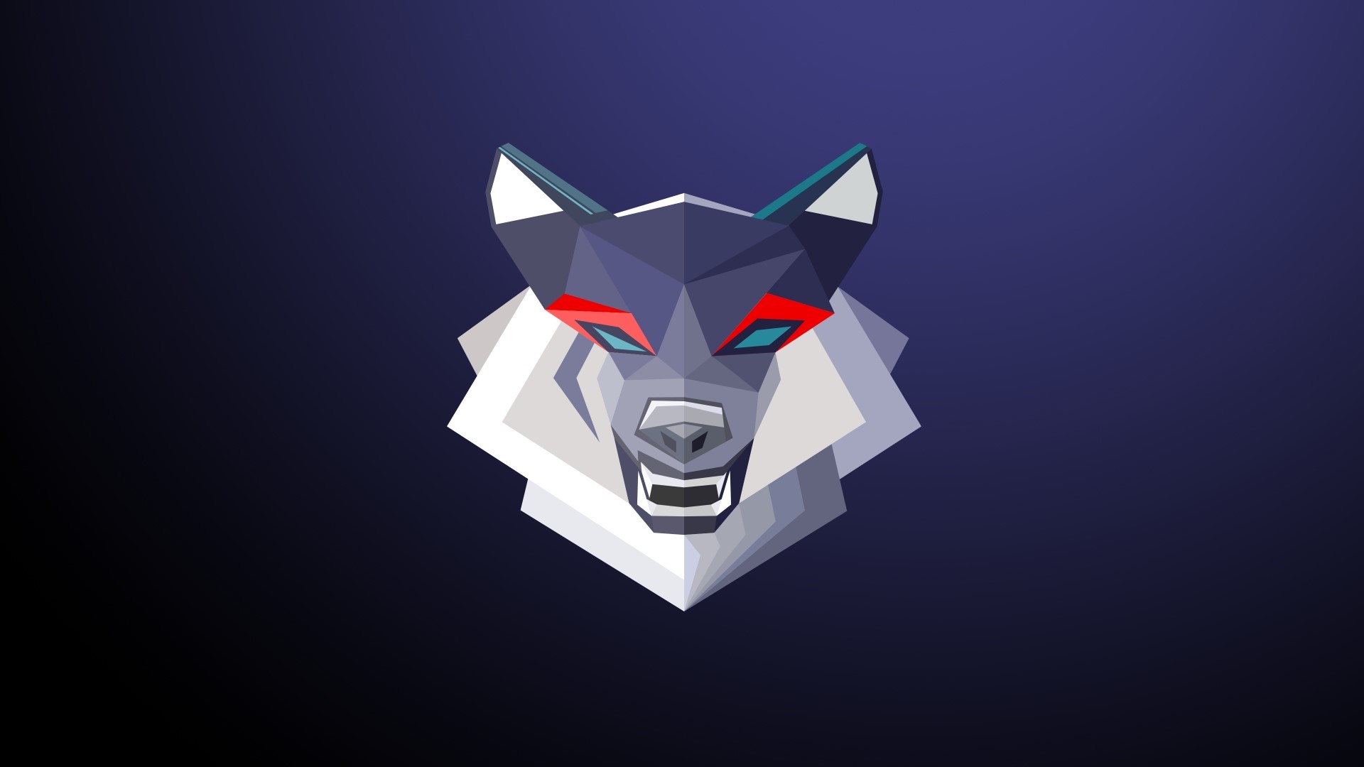 Low poly wolf head with red eyes HD Wallpaper