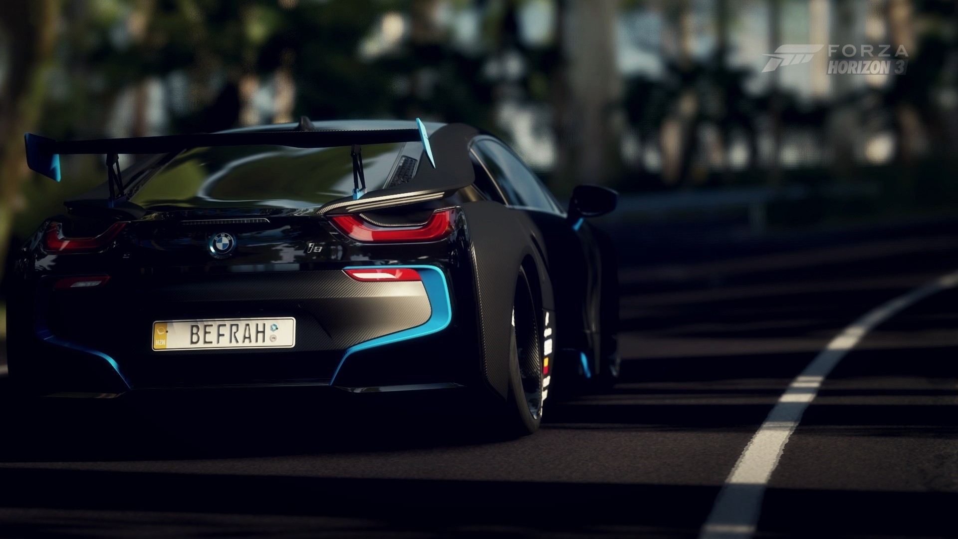 BMW i8 with spoiler and custom license plate HD Wallpaper