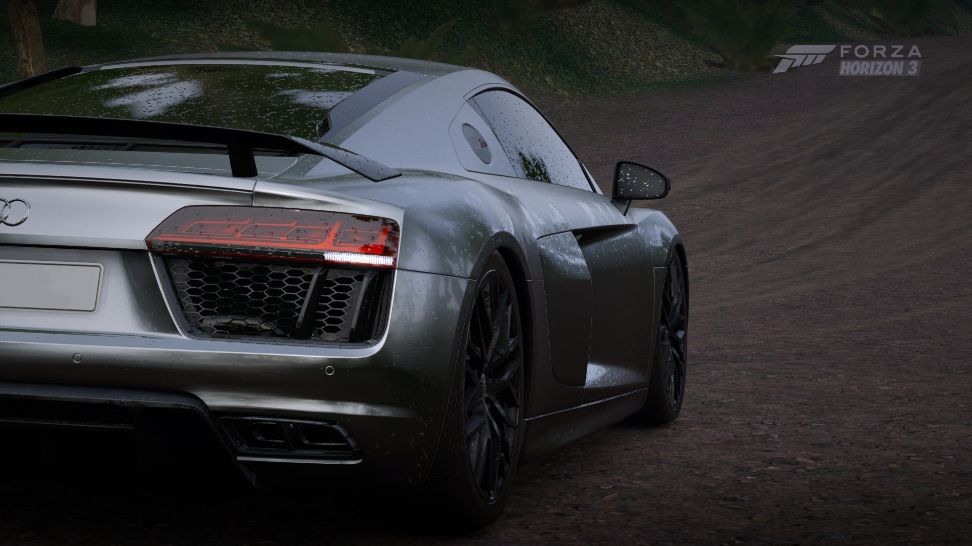 Audi R8 V10 on a dirt road HD Wallpaper
