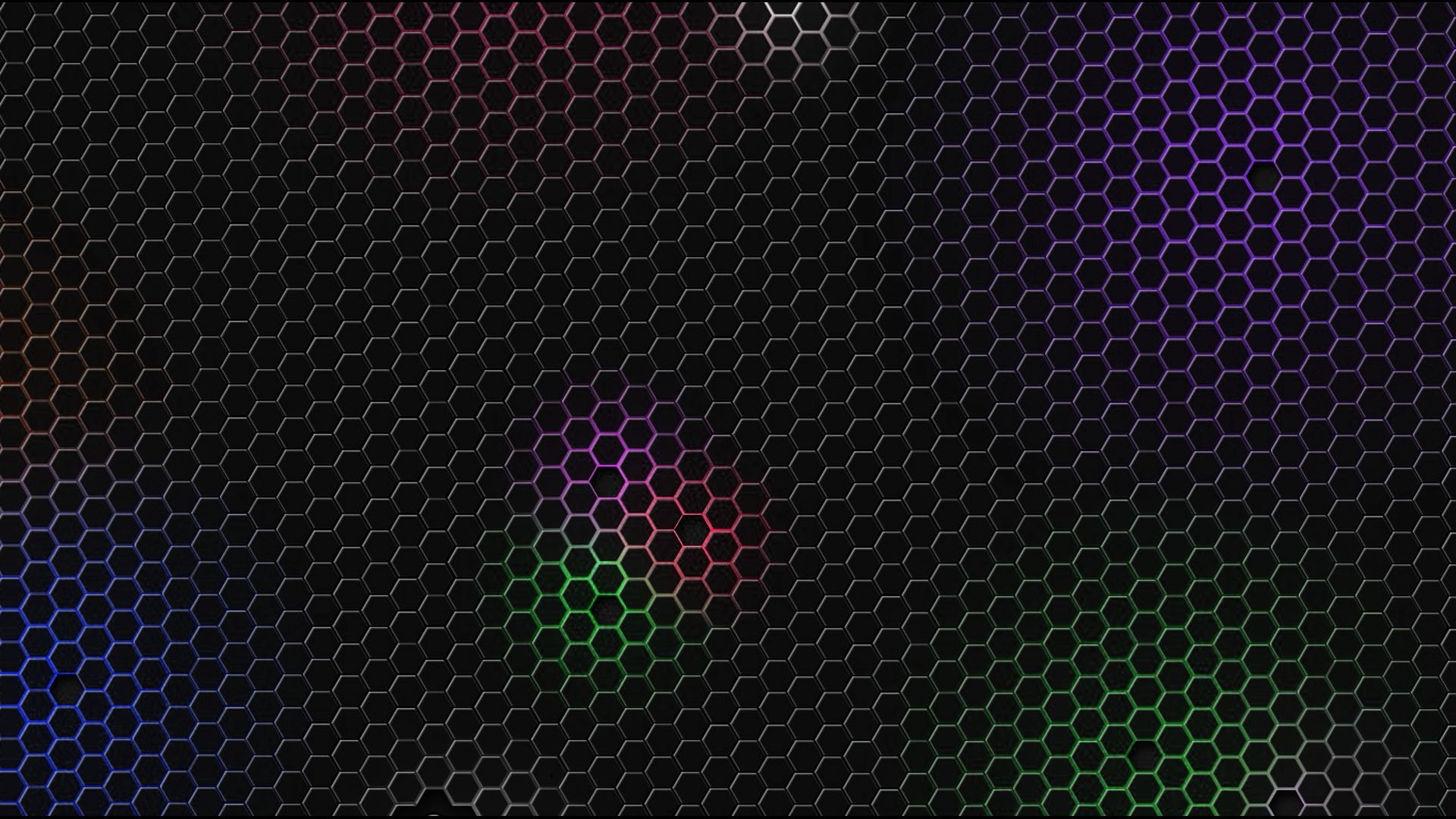 Abstract Hexagonal Grid with Colorful Lights HD Wallpaper