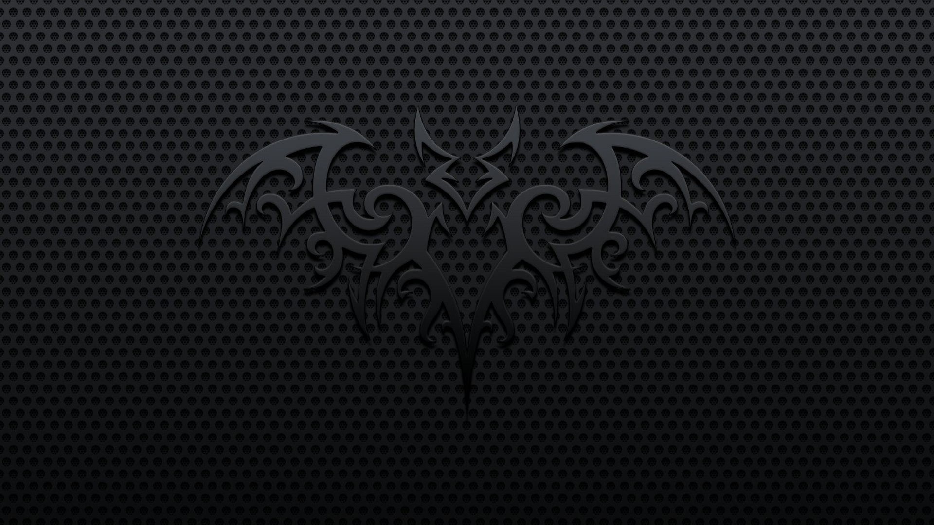 Black Tribal Bat Logo HD Wallpaper