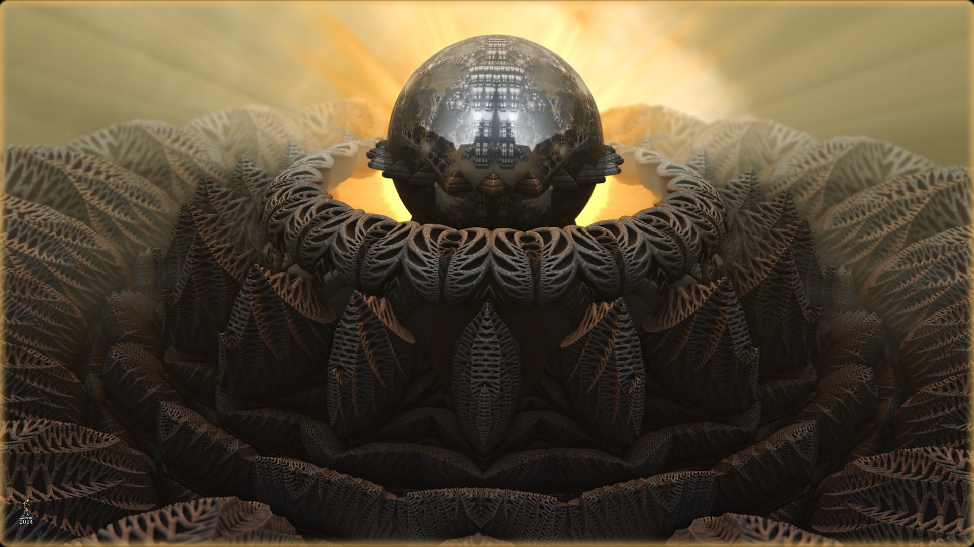 Fractal sphere with intricate structures HD Wallpaper