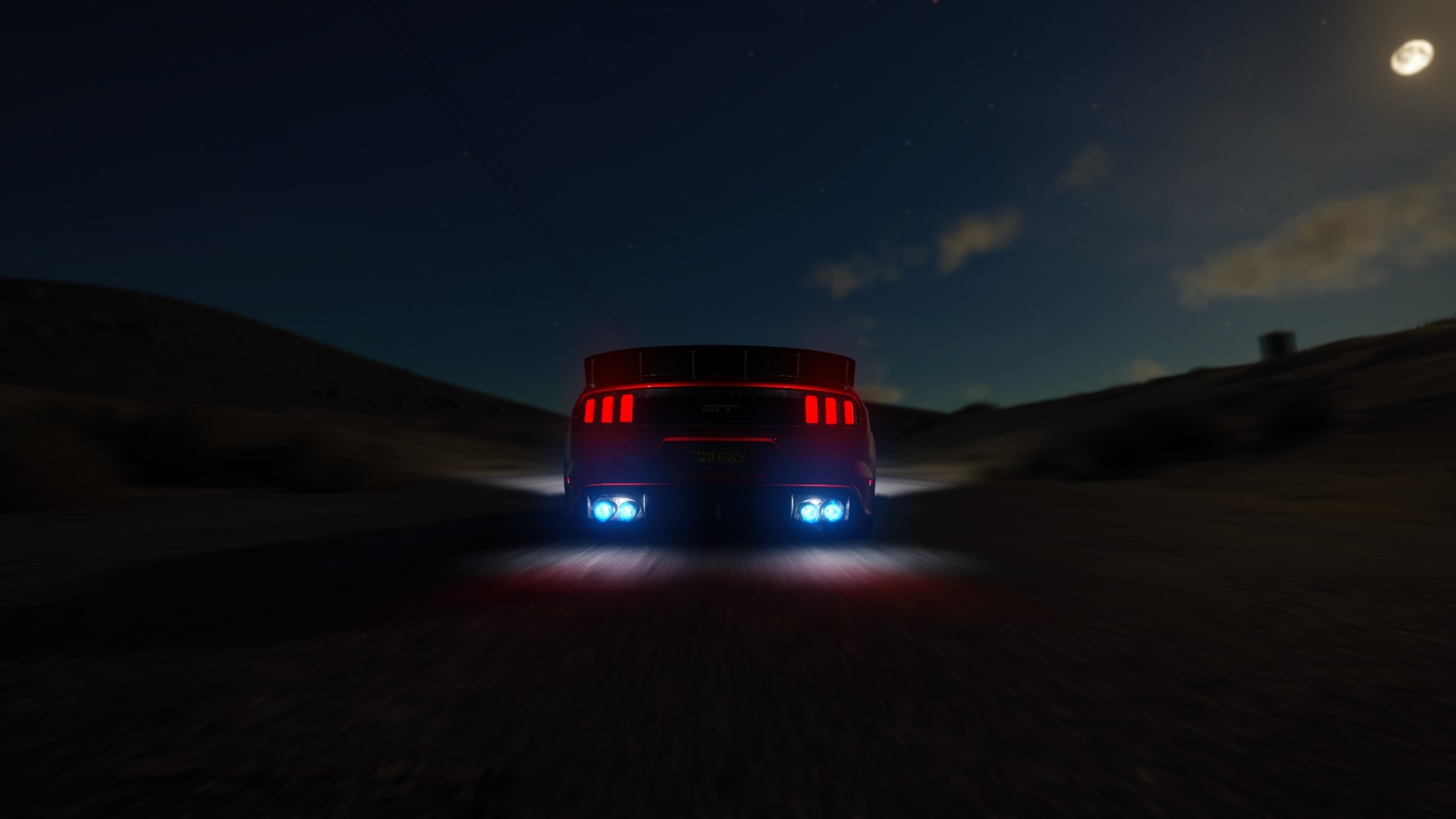 Ford Mustang GT driving at night HD Wallpaper