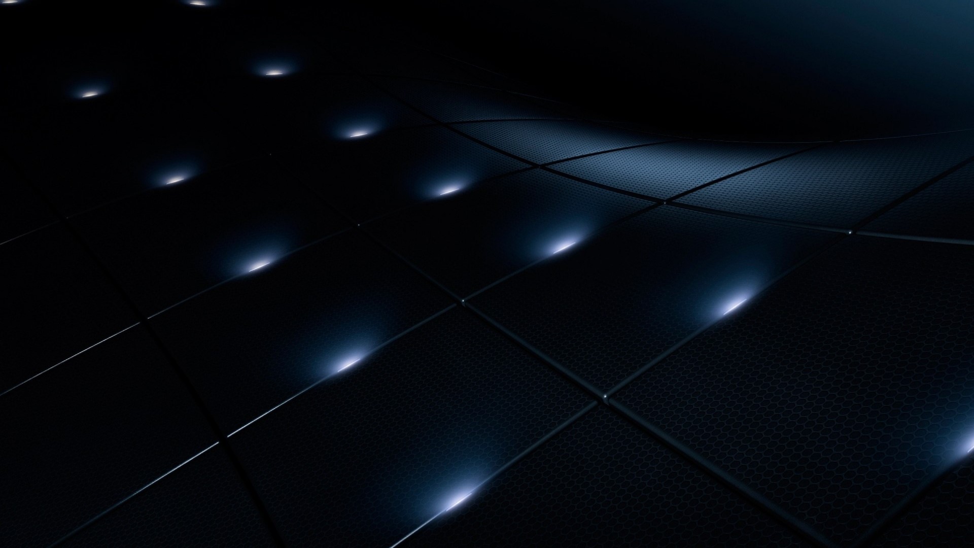 Dark Hexagonal Surface with Glowing Lights HD Wallpaper