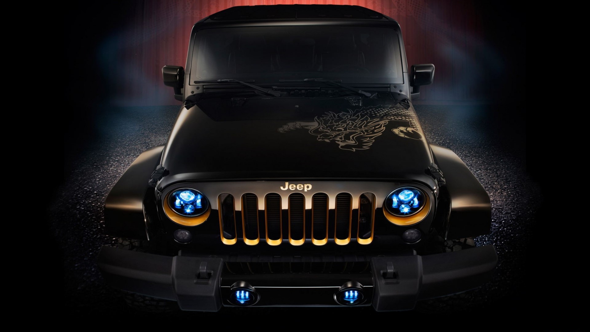 Black Jeep Wrangler with Dragon Decal HD Wallpaper