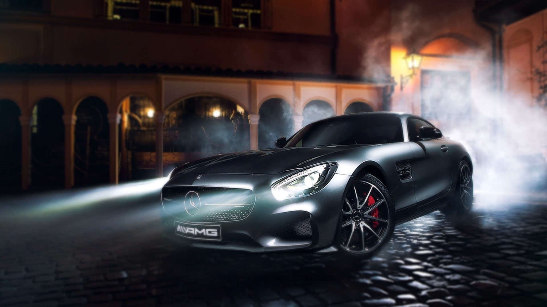 Mercedes-AMG GT S Coupe on Cobblestone Street HD Wallpaper
